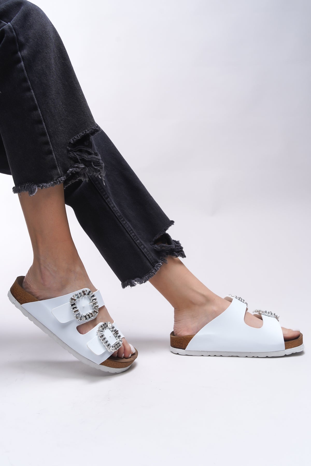 Riccon Mahcerys Kadın Taşlı Çift Tokalı Terlik 0012555