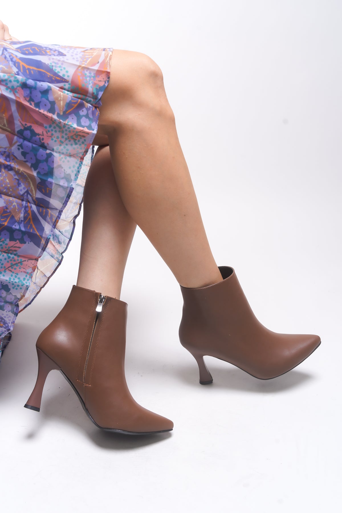 Riccon Ticlath Kadın Topuklu Bot 00128503 Taba Cilt