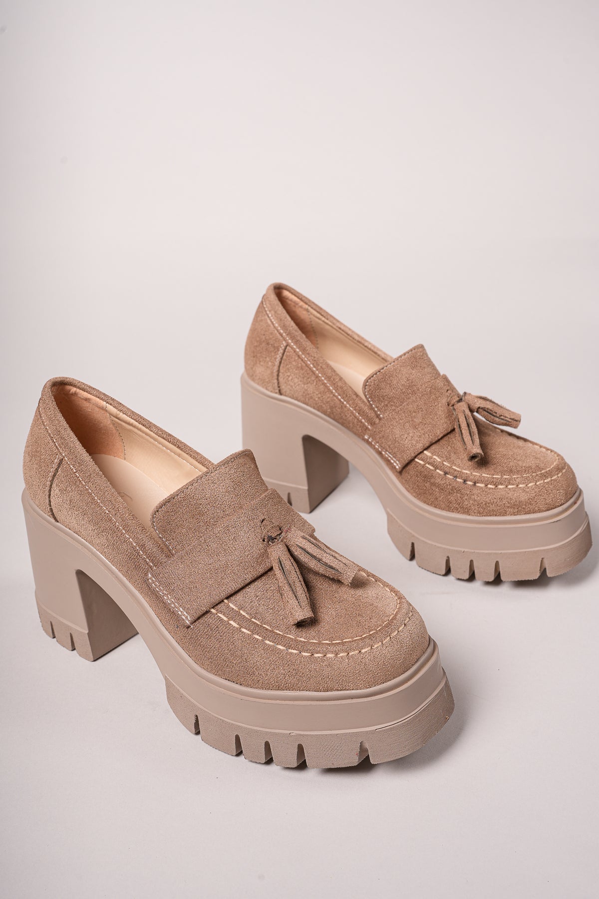 Riccon Aendorei Kadın Loafer 0012509 Vizon Süet