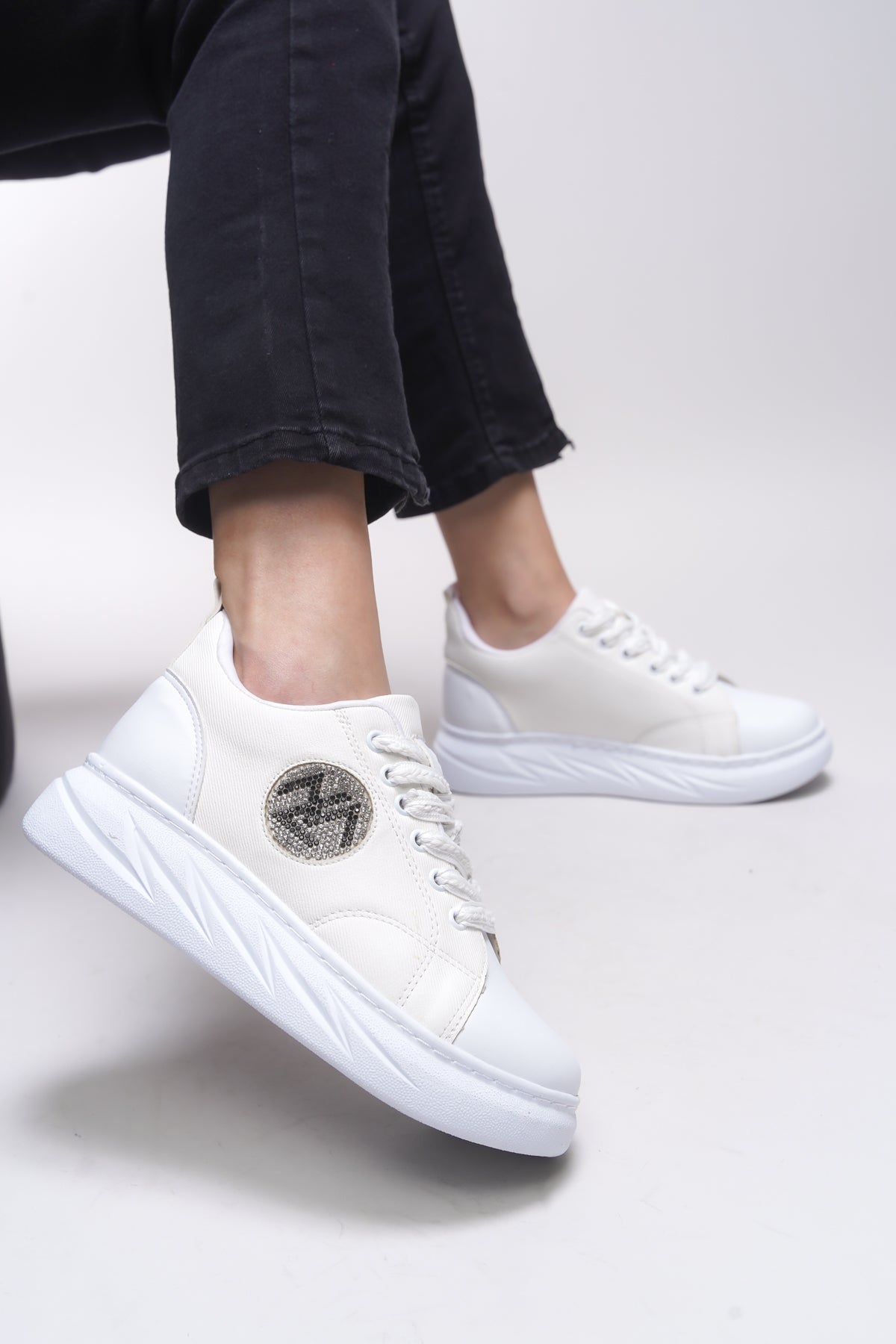 Riccon Libtihne Kadın Sneaker 0012238 Beyaz Keten