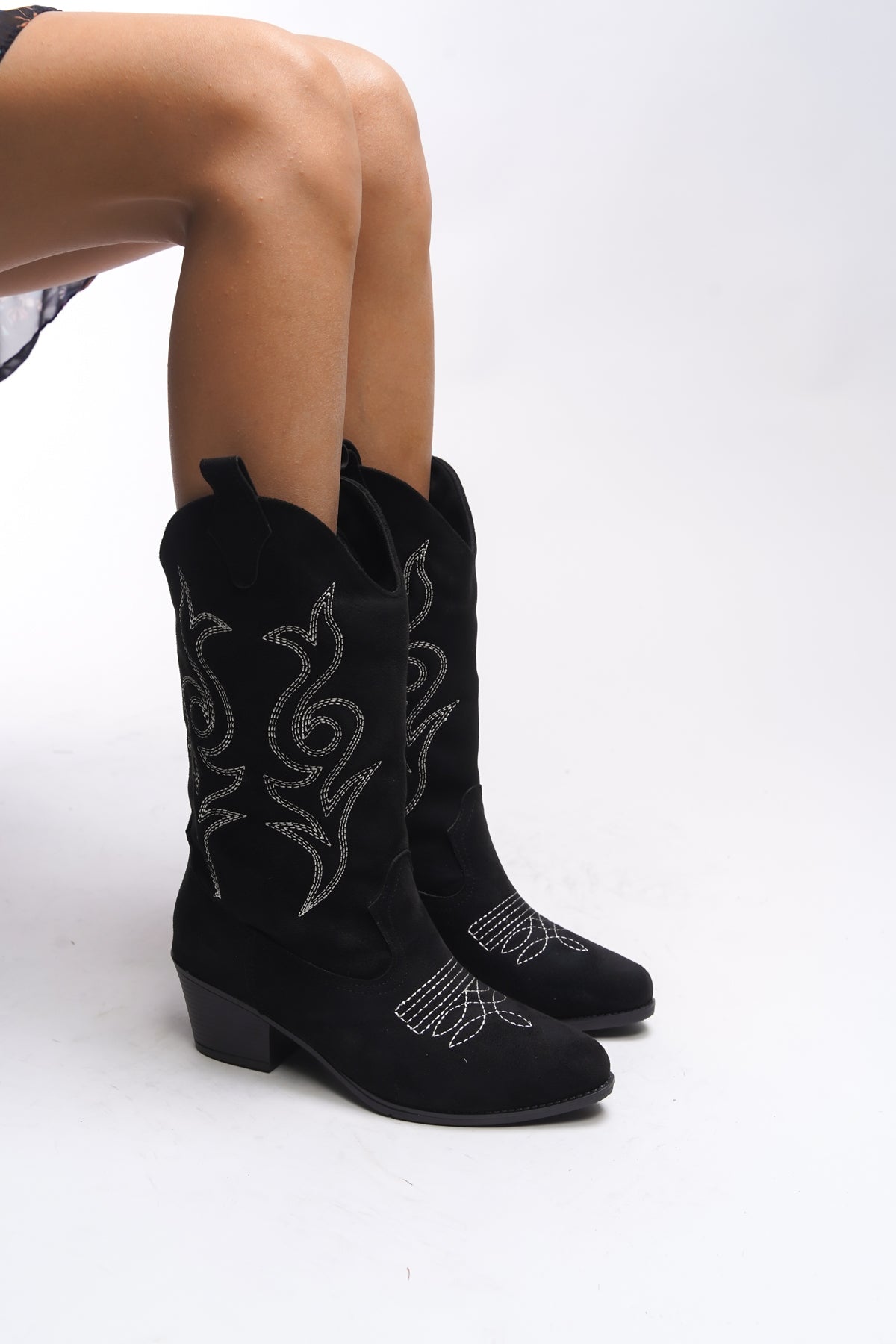 Riccon Beicilia Kadın Nakışlı Western Çizme 001288