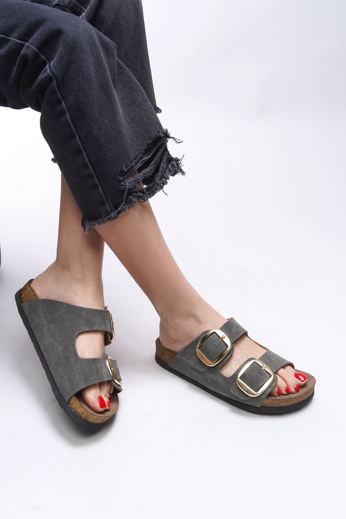 Riccon Vylsula Kadın Çift Tokalı Terlik 0012602