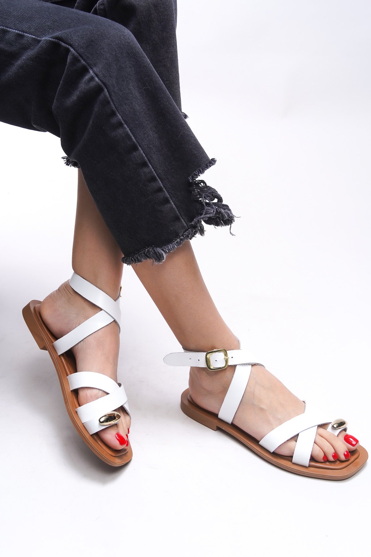 Riccon Linsynora Kadın Hakiki Deri Parmak Arası Sandalet 00120788