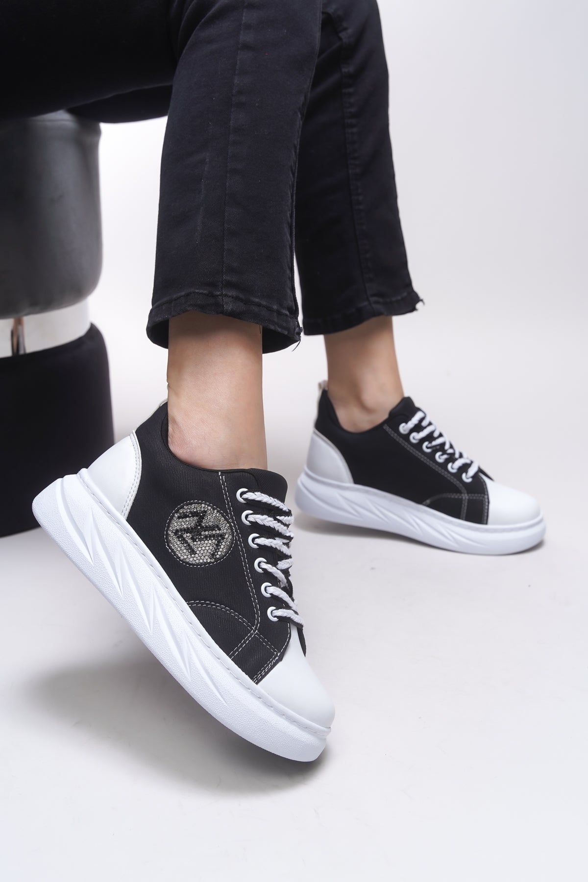 Riccon Libtihne Kadın Sneaker 0012238 Siyah Beyaz