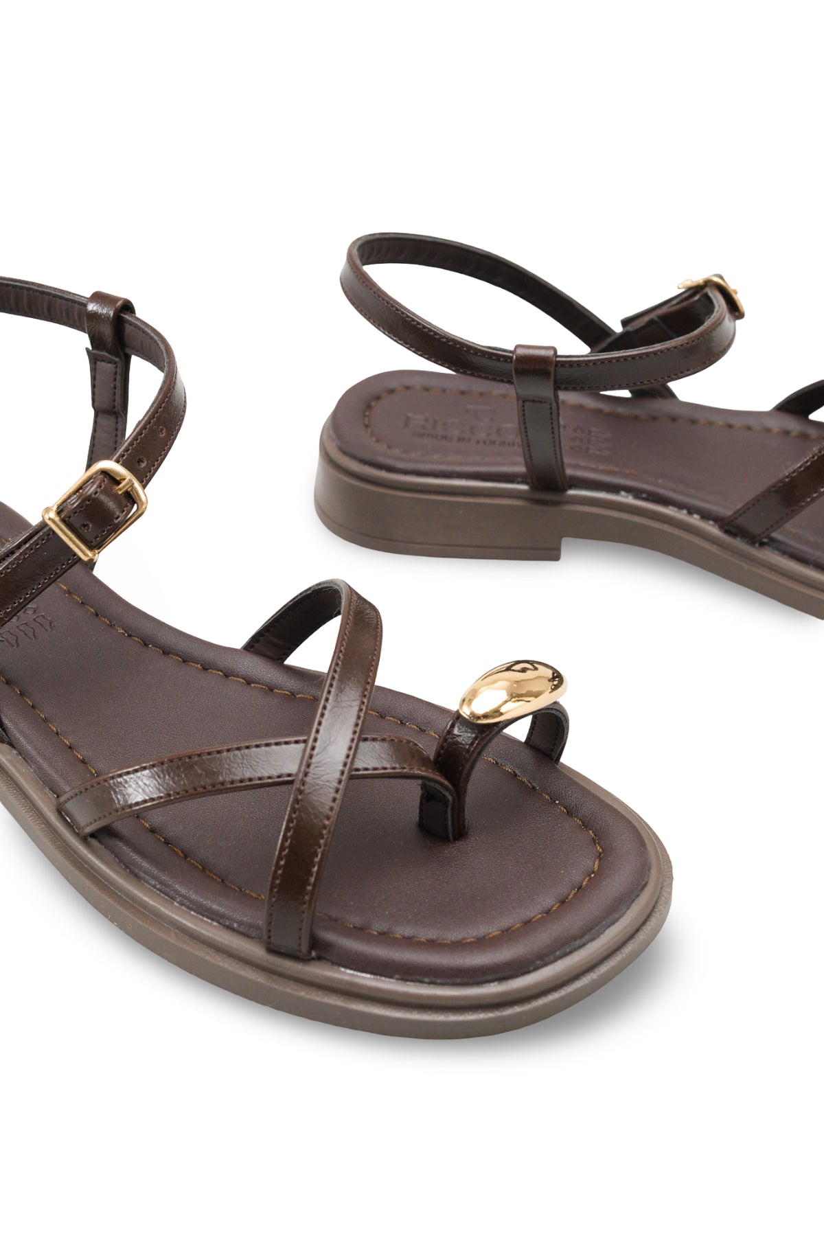 Riccon Kadın Parmak Arası Sandalet 00121006 Kahverengi Rustik