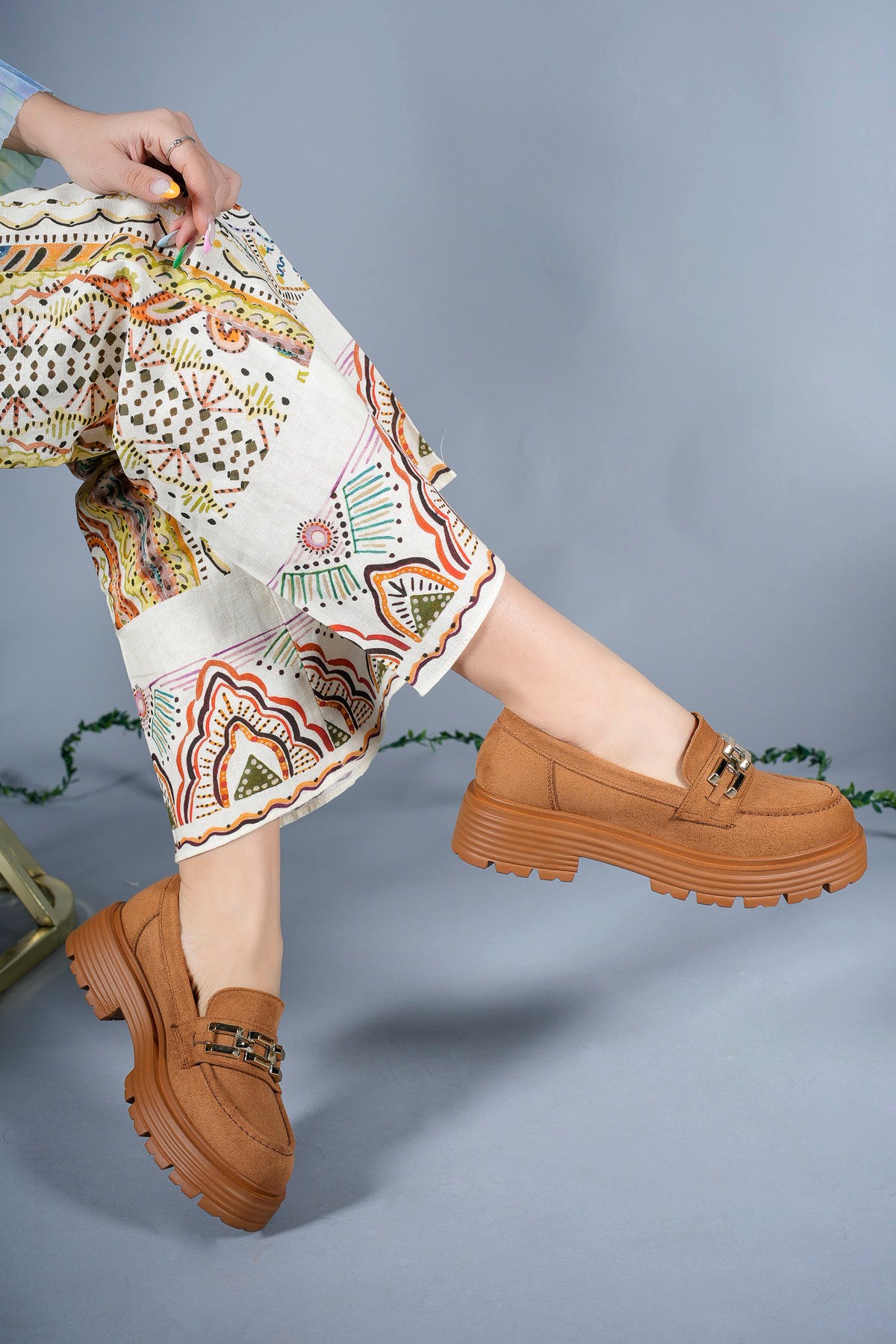 Riccon Kadın Günlük Loafer Ayakkabı 0012970 Taba Süet