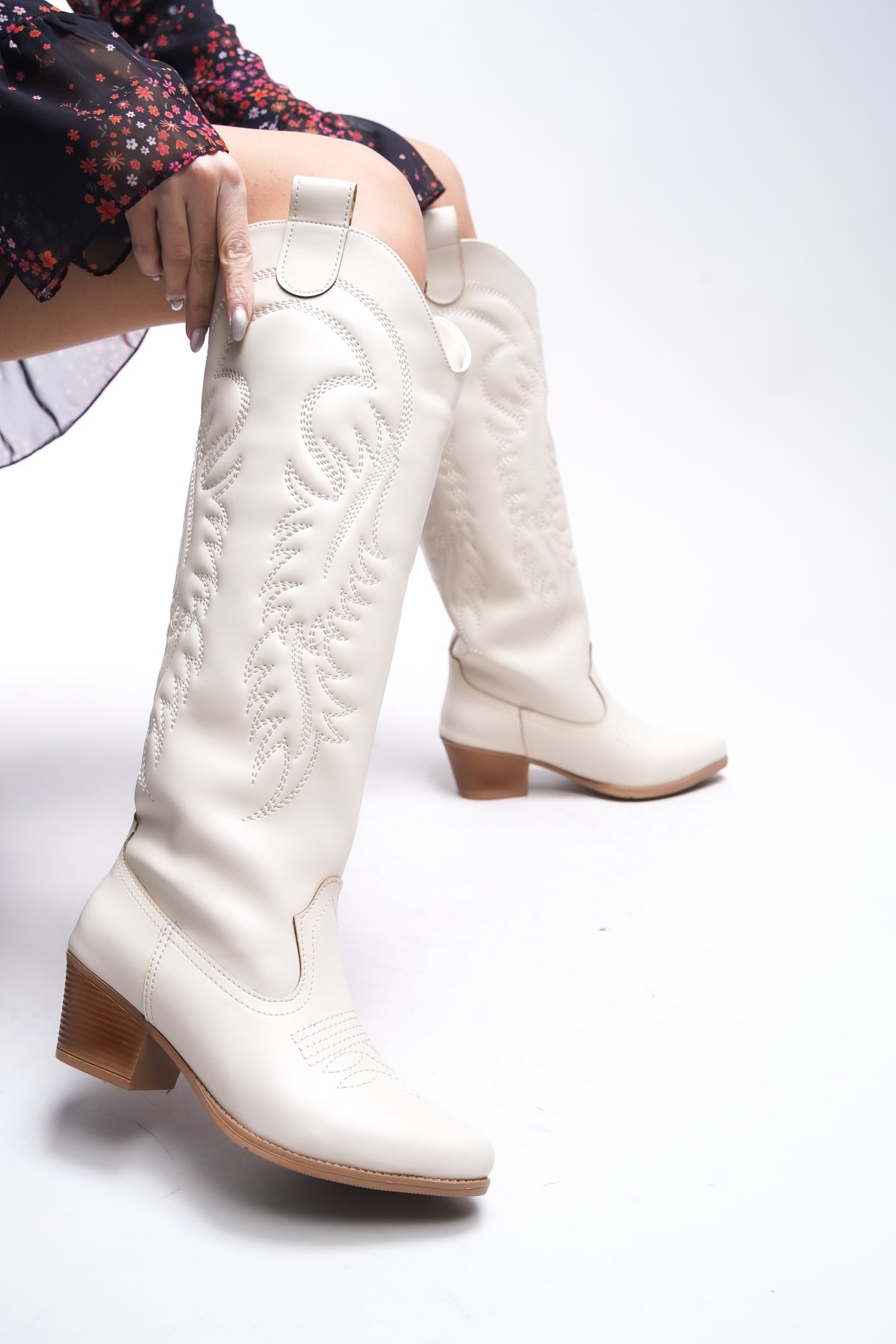 Riccon Zreidira Kadın Nakışlı Western Çizme 001290