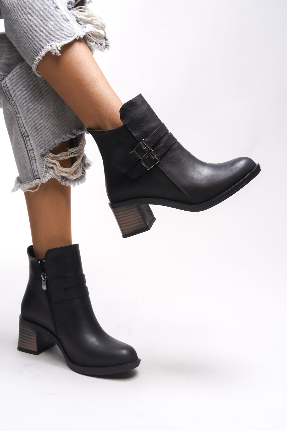 Riccon Khourzith Kadın Çift Tokalı Topuklu Bot 0012502