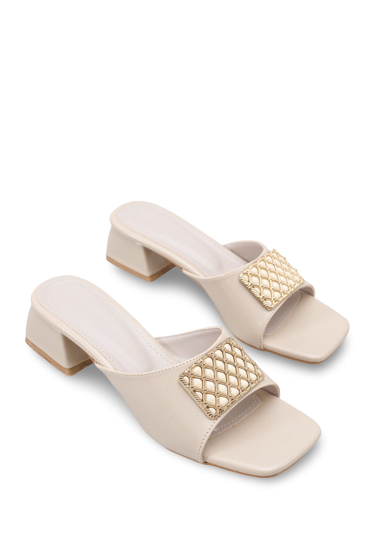 Riccon Kadın Topuklu Terlik 0012204 Bej Rustik