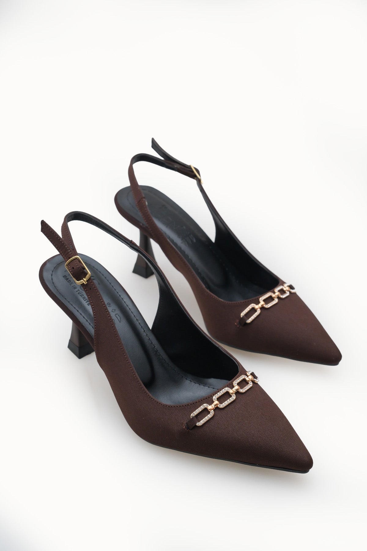 Riccon Kadın Sivri Burunlu Arkası Açık İnce Topuklu Ayakkabı 0012715 Mat Kahverengi