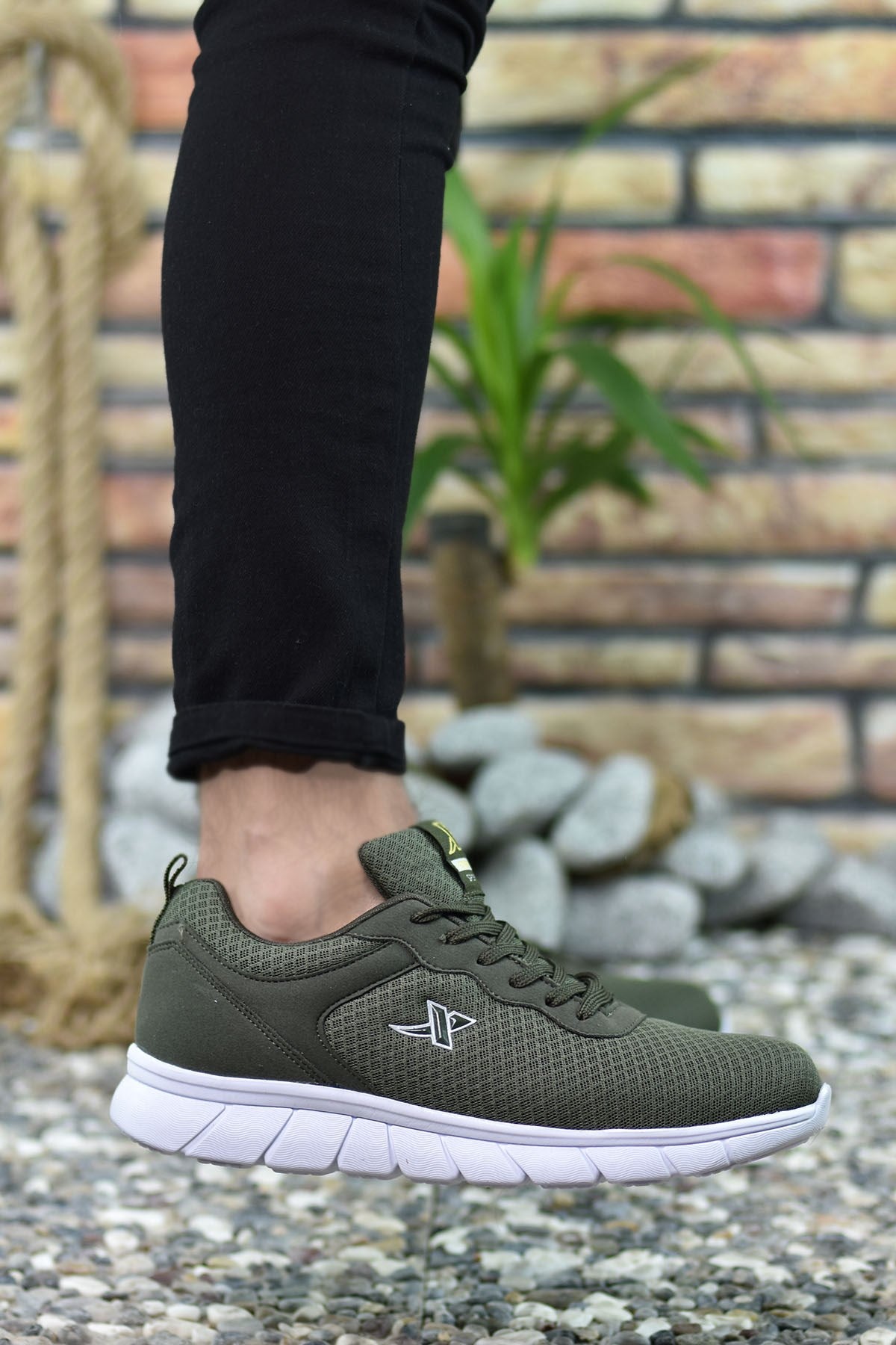 Riccon Unisex Ultra Hafif Sneaker 0012065 Haki Beyaz