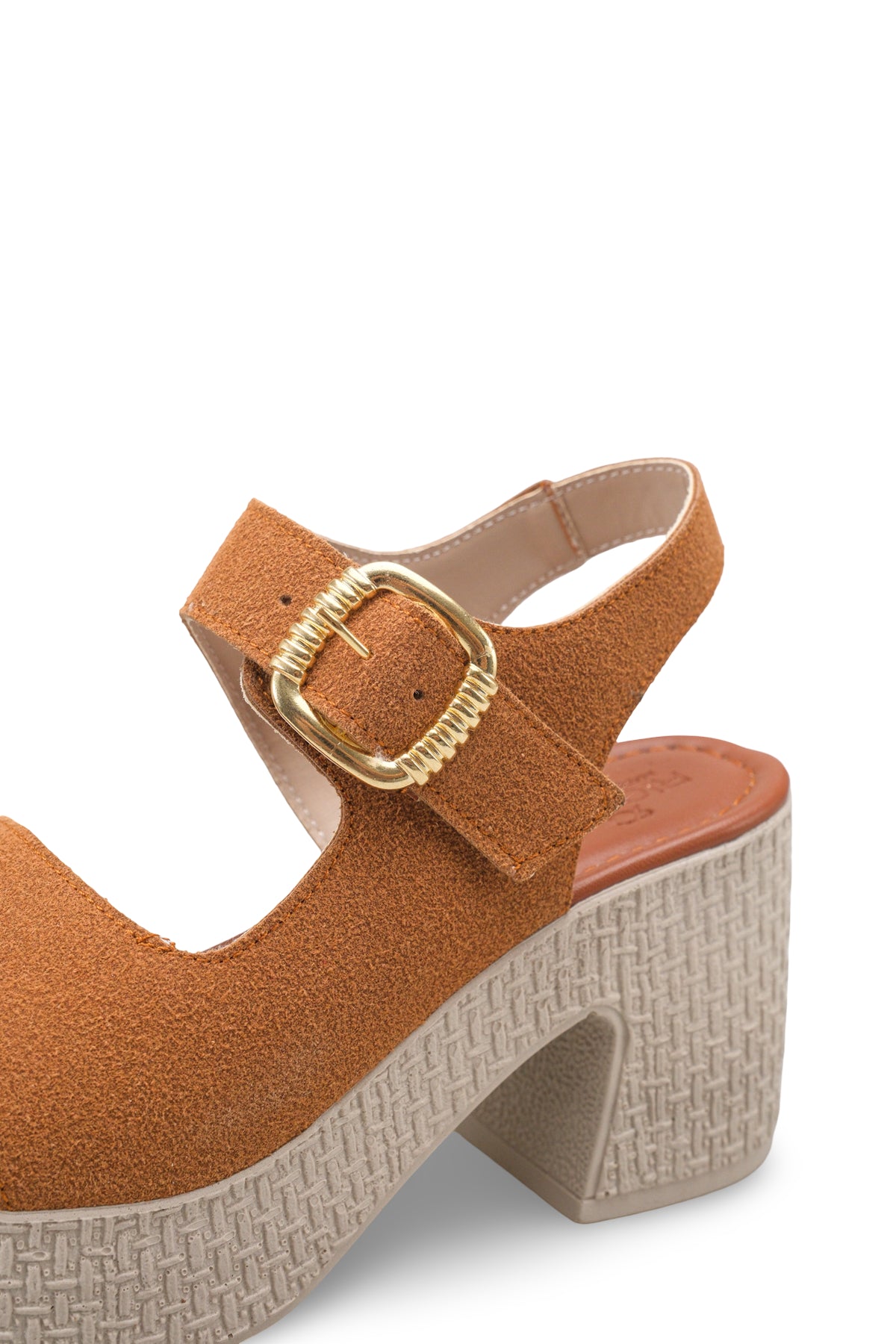 Riccon Kadın Topuklu Sandalet 0012704 Taba Deri Dokulu