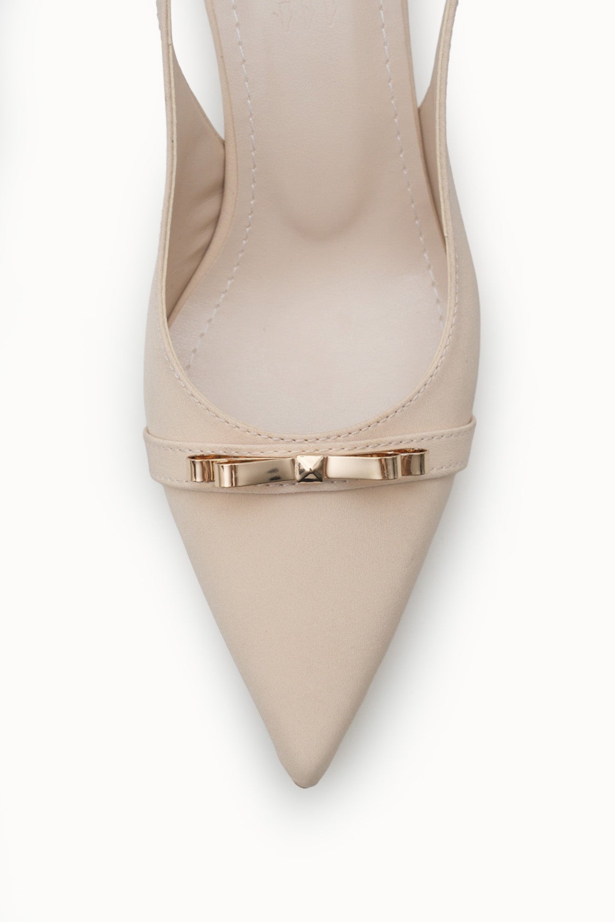 Riccon Kadın Sivri Burunlu Arkası Açık İnce Topuklu Ayakkabı 0012205 Mat Ten