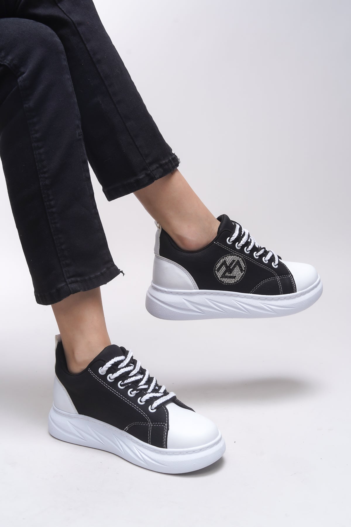 Riccon Libtihne Kadın Sneaker 0012238 Siyah Beyaz