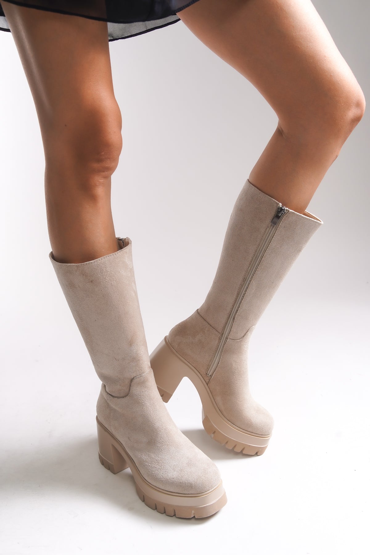 Riccon Lvamel Kadın Diz Altı Topuklu Çizme 0012501