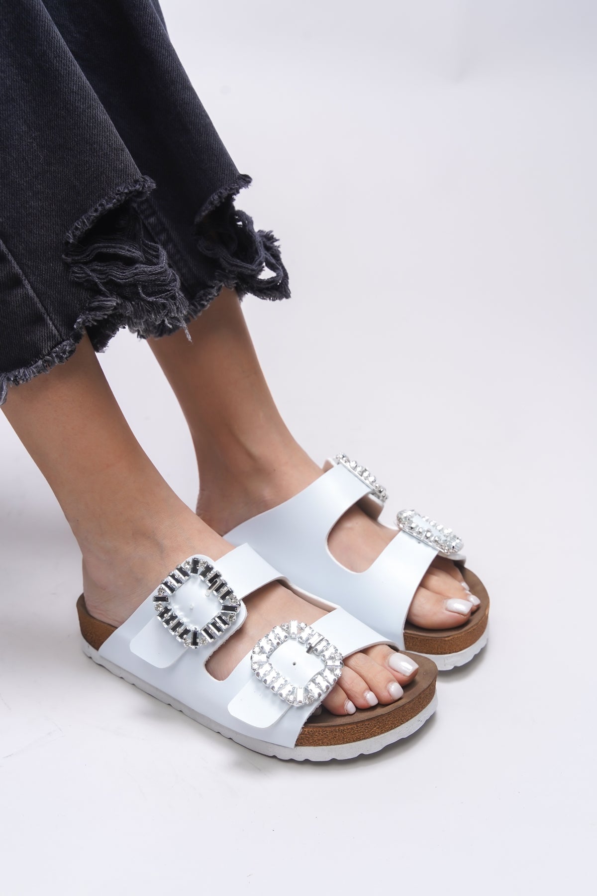 Riccon Mahcerys Kadın Taşlı Çift Tokalı Terlik 0012555