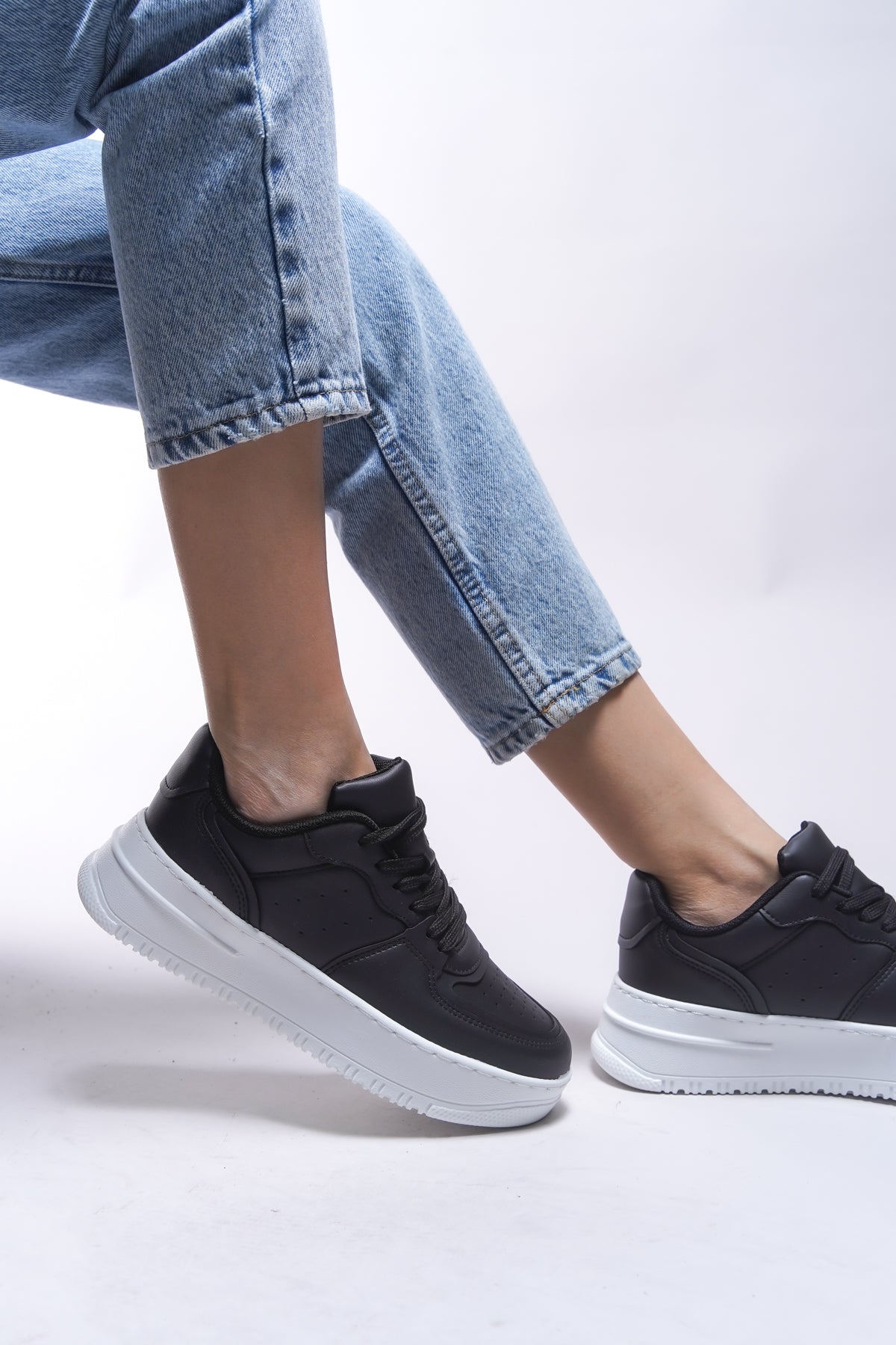 Riccon Kadın Sneaker 0012255 Siyah Beyaz
