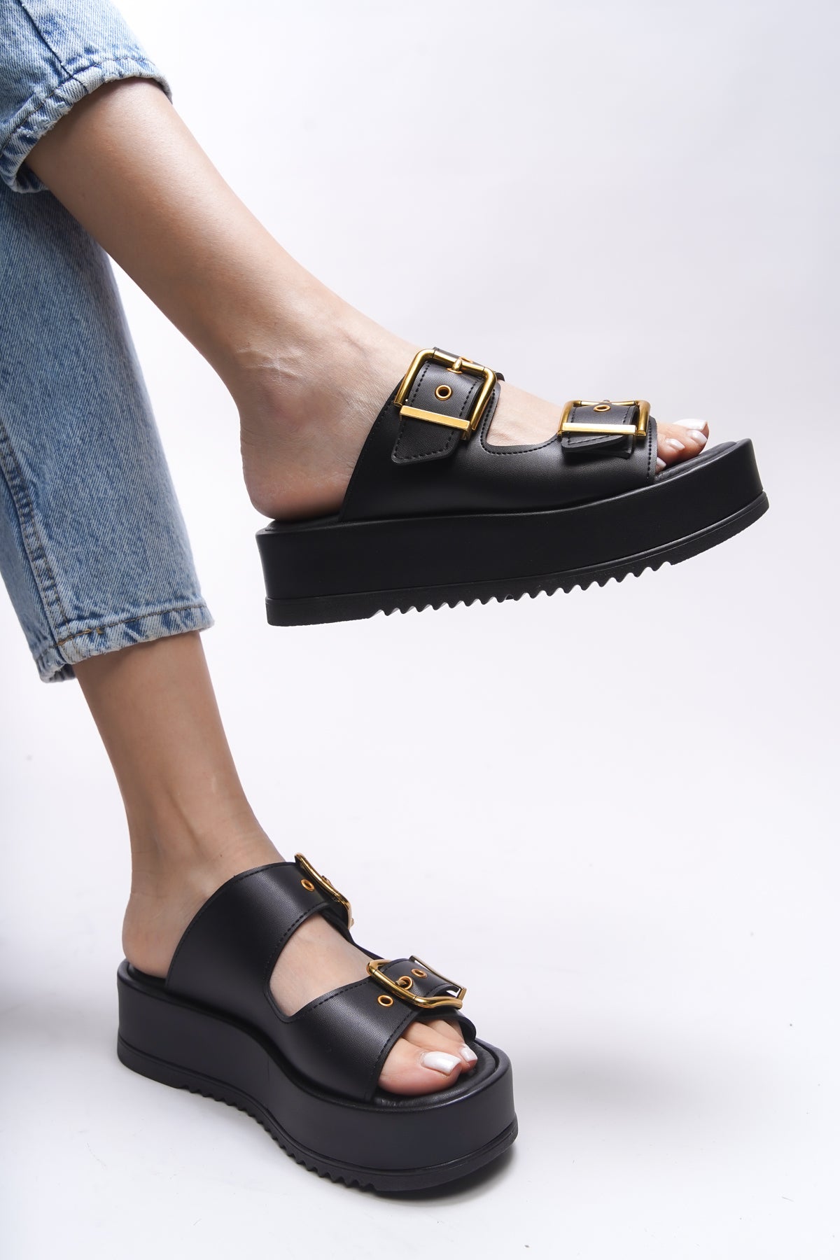 Riccon Winledha Kadın Çift Tokalı Terlik 001278