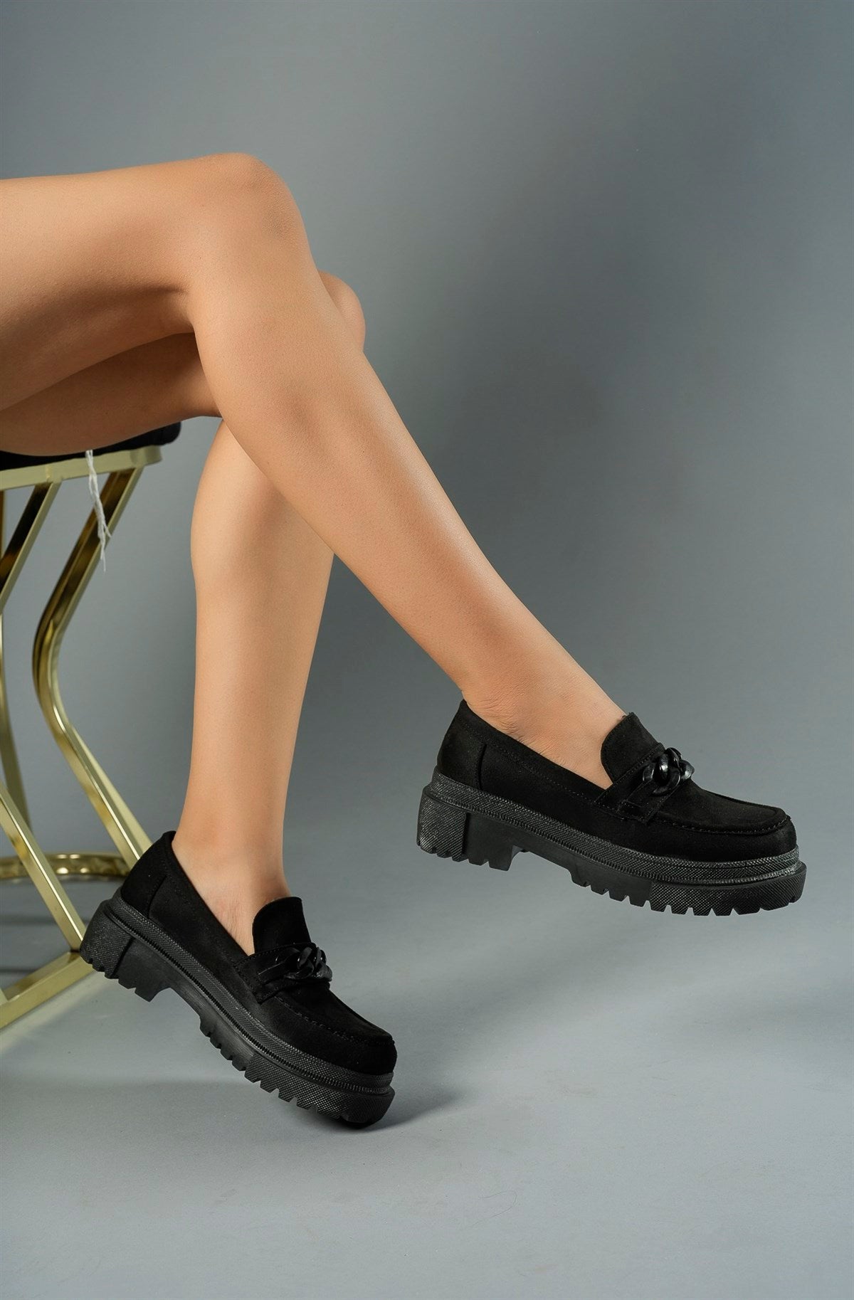 Riccon Kadın Günlük Loafer Ayakkabı 00121150 Siyah Süet