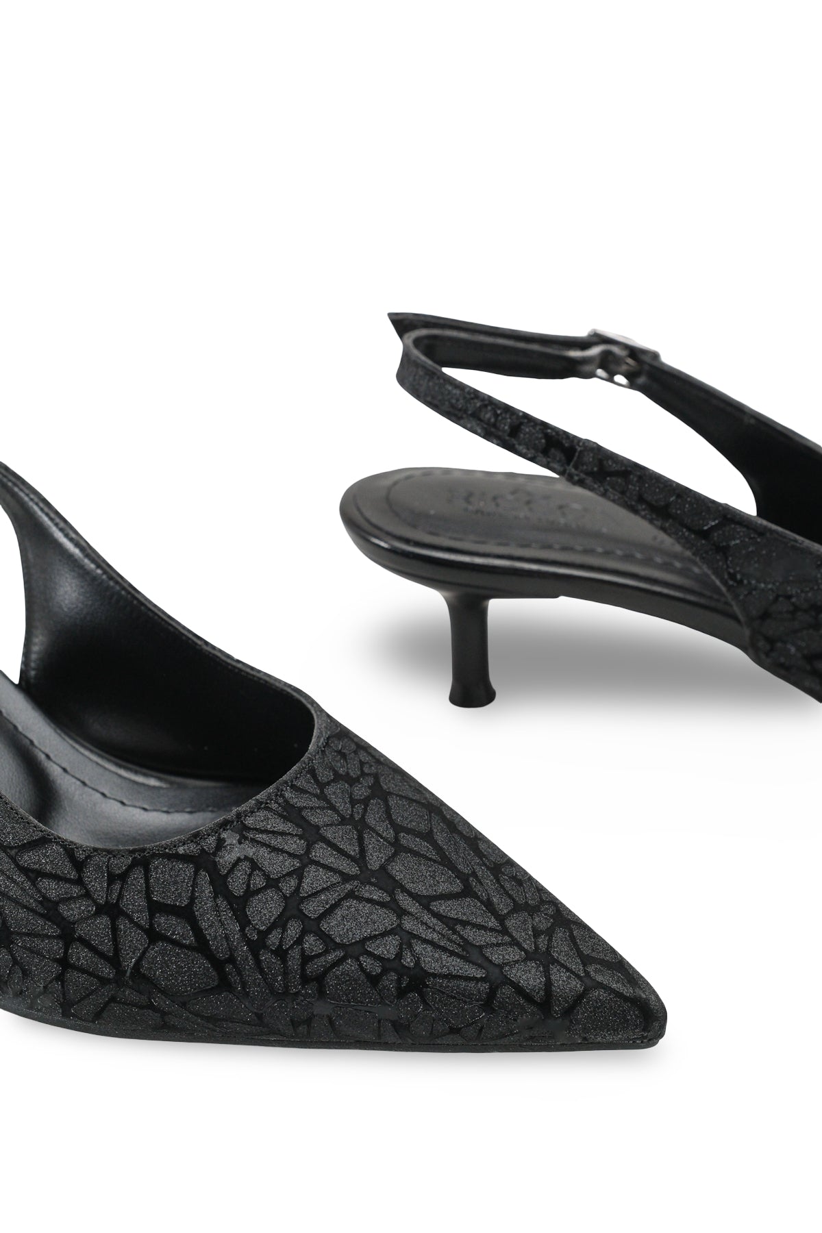 Riccon Kadın Sivri Burunlu Arkası Açık İnce Topuklu Ayakkabı 0012200 Siyah