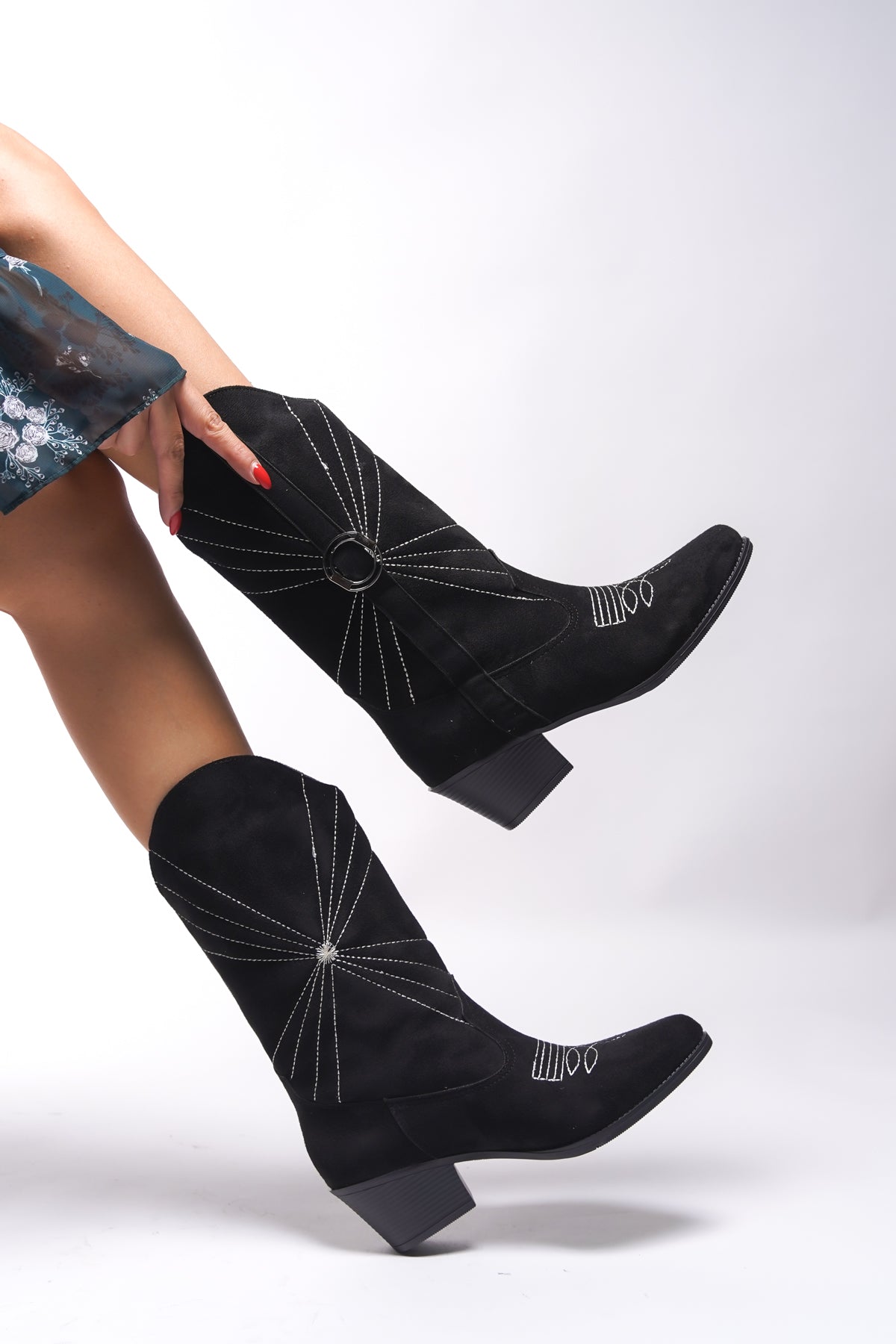 Riccon Ezauviah Kadın Nakışlı Western Çizme 001289