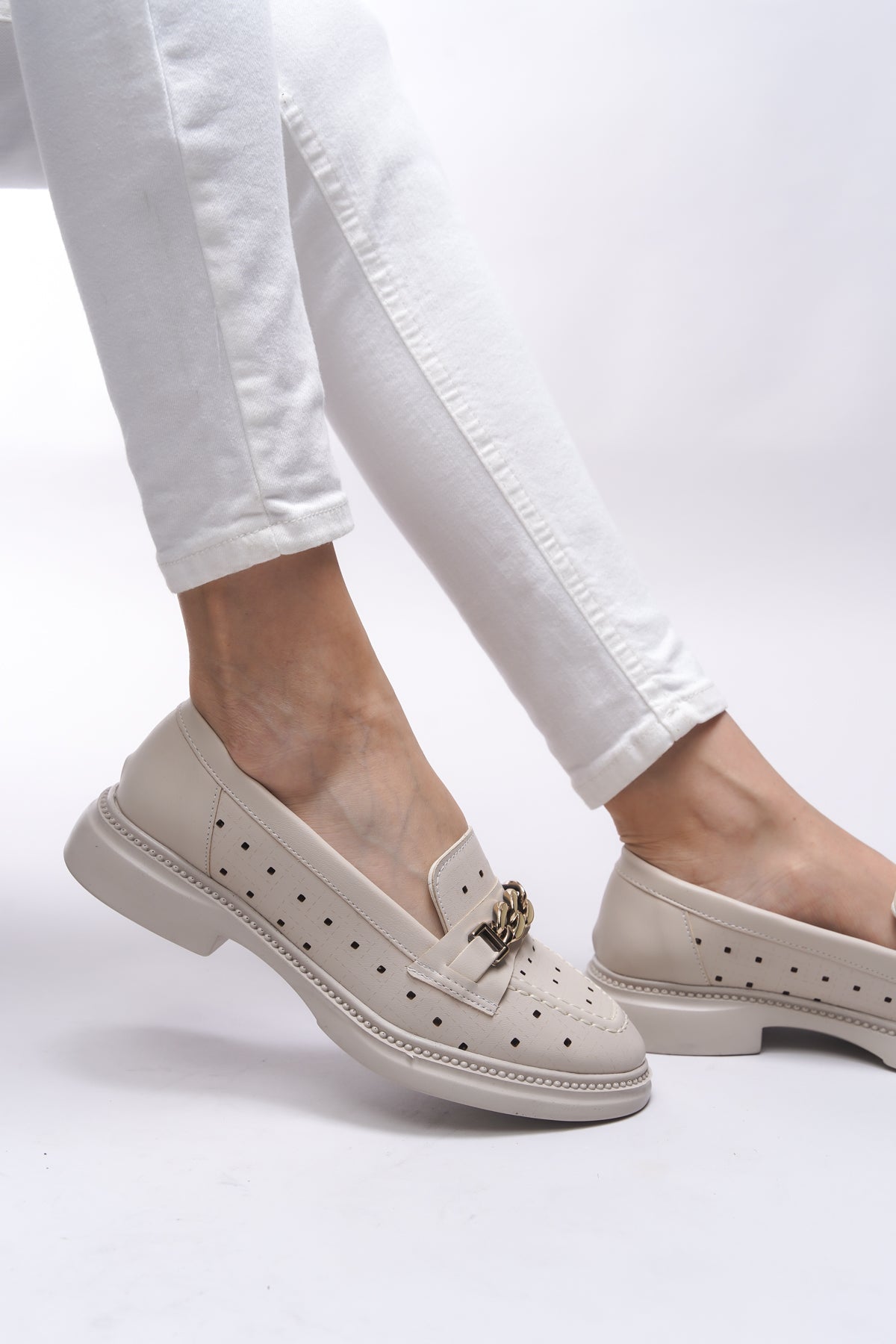 Riccon Jessimyra Kadın Loafer 0012454 Ten Cilt