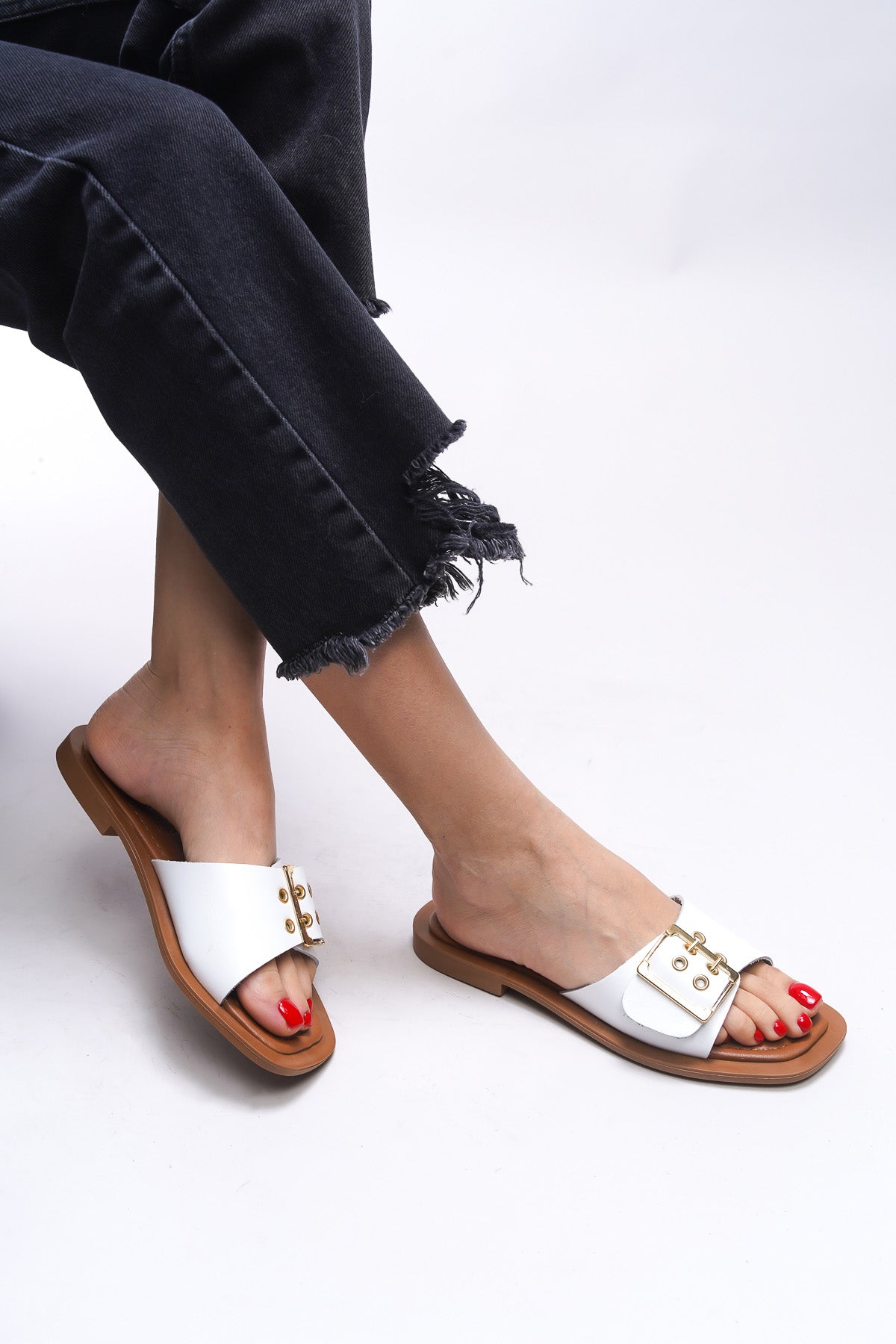 Riccon Brenthaela Kadın Hakiki Deri Terlik 00120764