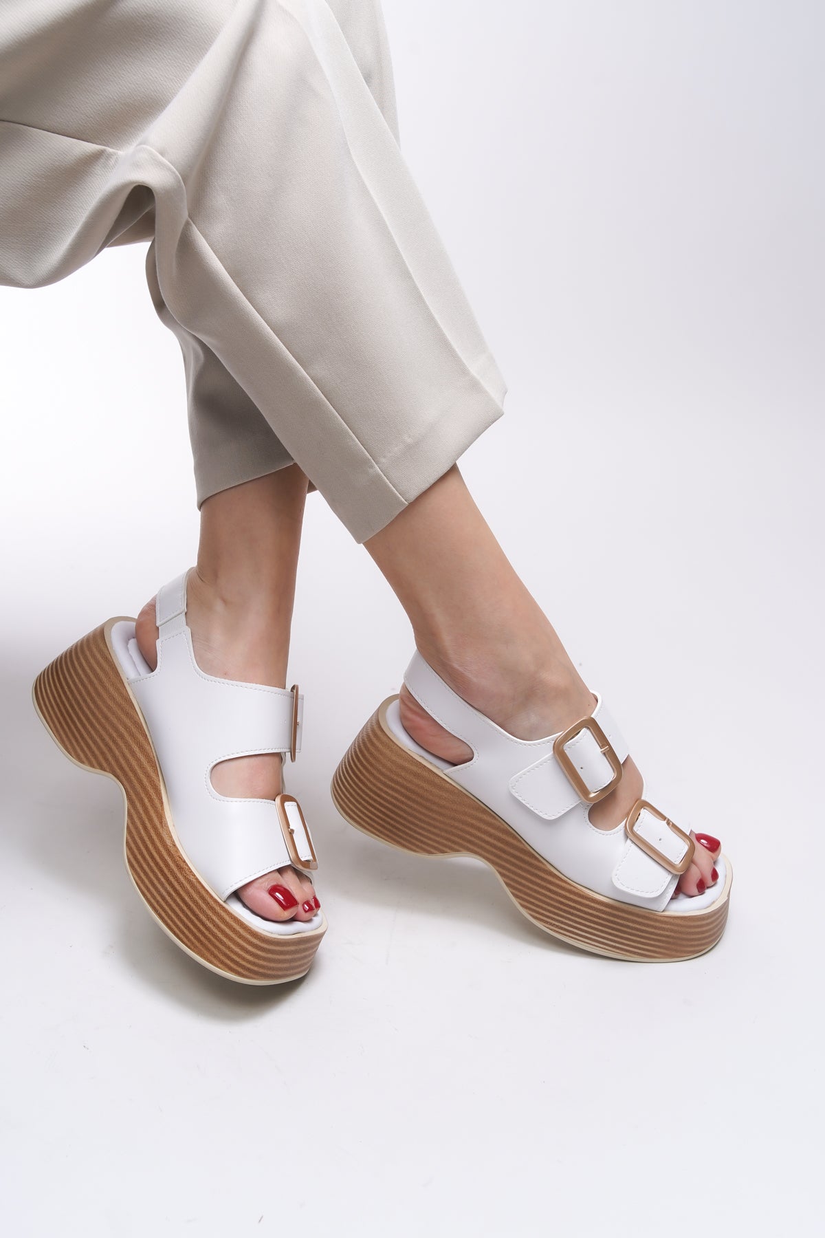 Riccon Zinkilia Kadın Çift Tokalı Sandalet 001292