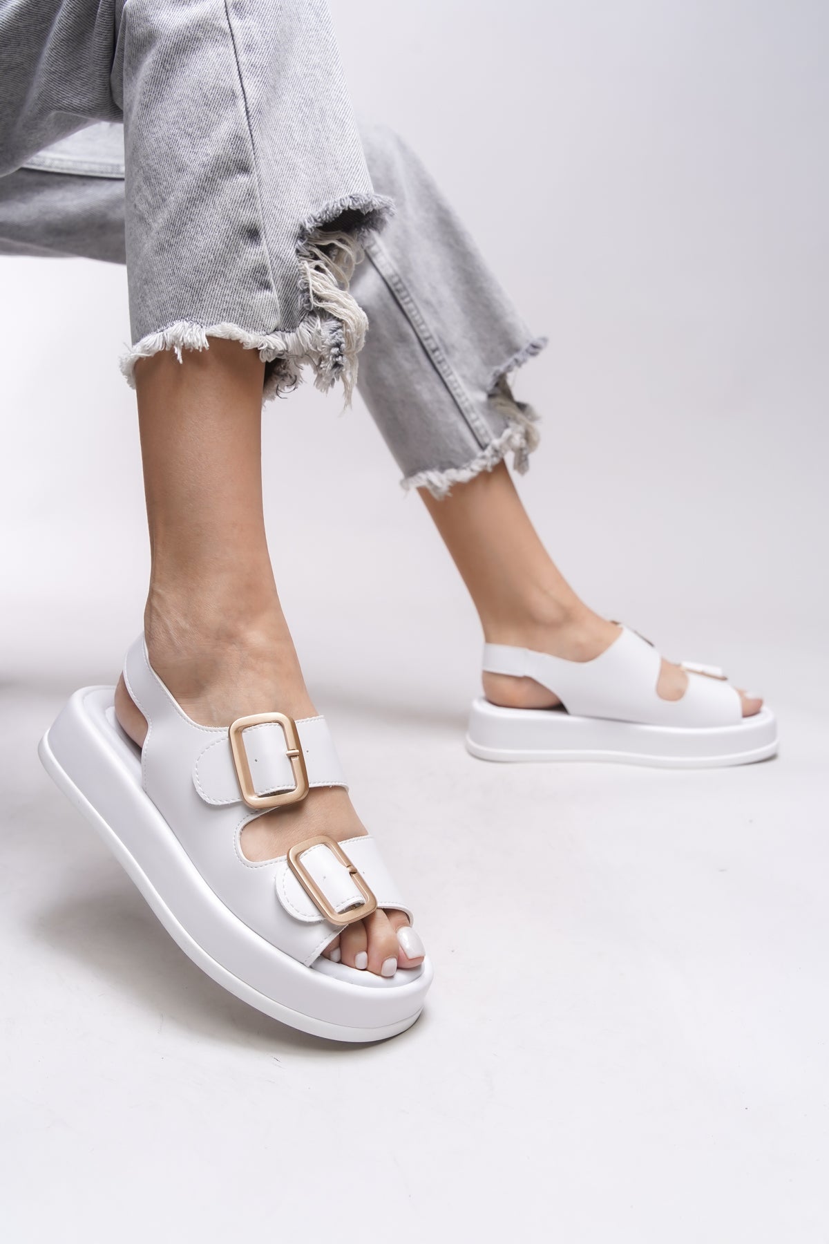 Riccon Ghinreda Kadın Çift Tokalı Sandalet 0012793