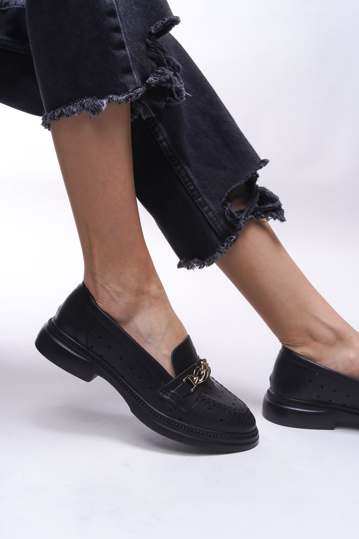 Riccon Jessimyra Kadın Loafer 0012454 Siyah Cilt