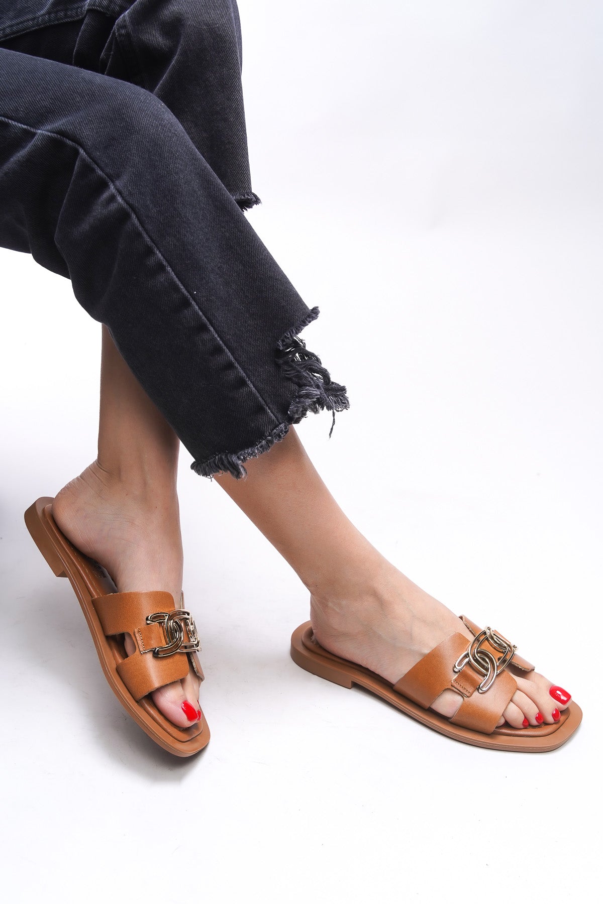 Riccon Issolanae Kadın Hakiki Deri Terlik 00120730