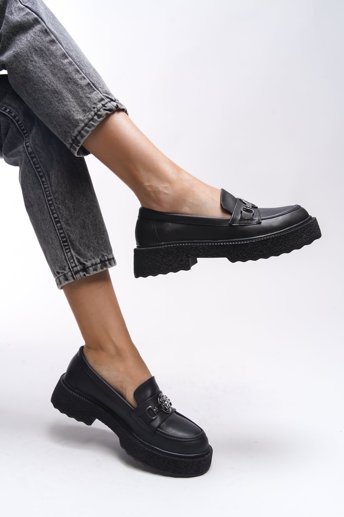 Riccon Iomrukh Kadın Loafer 00121912 Siyah Cilt