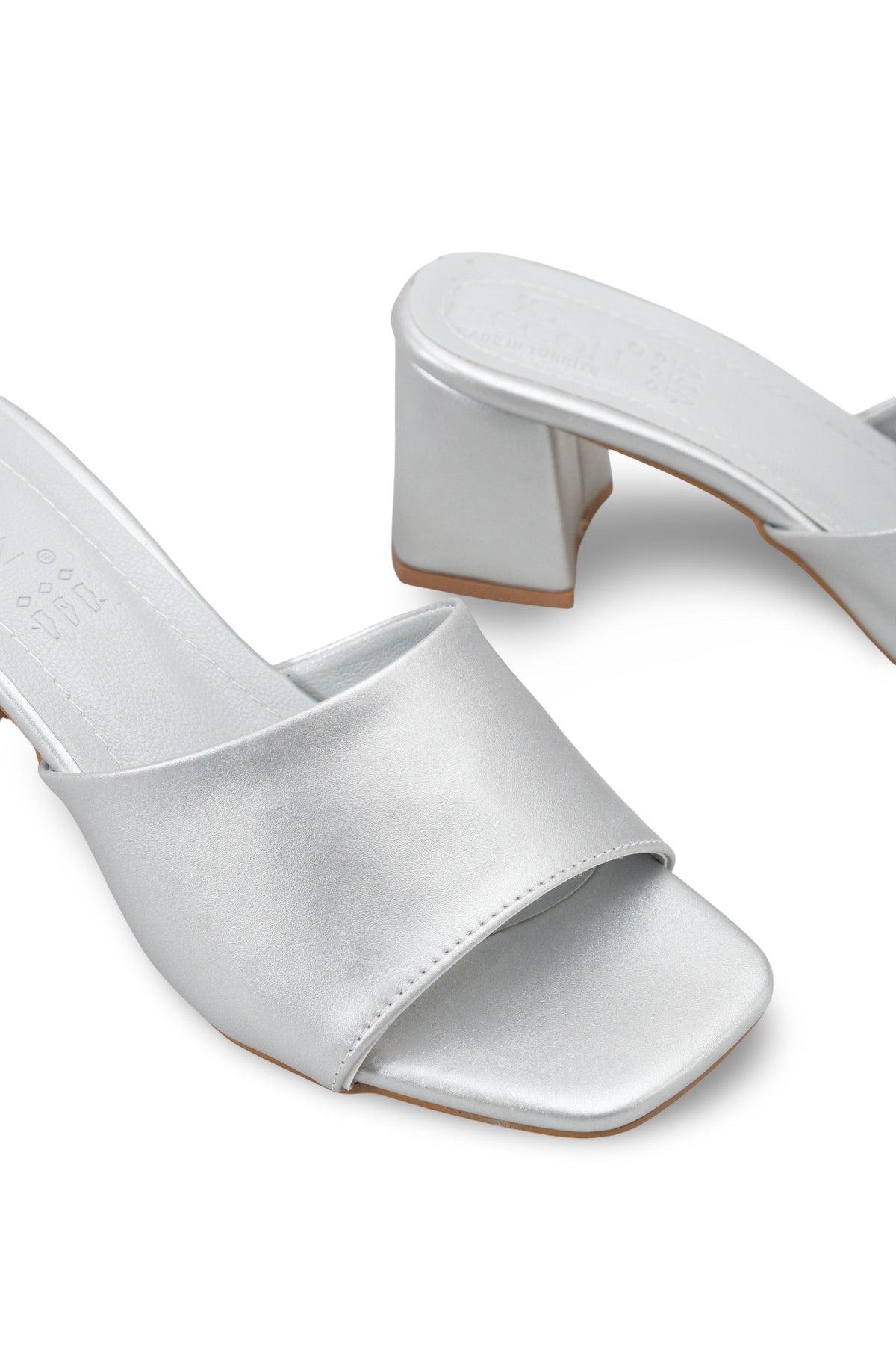 Riccon Kadın Topuklu Terlik 0012200 Gümüş Cilt