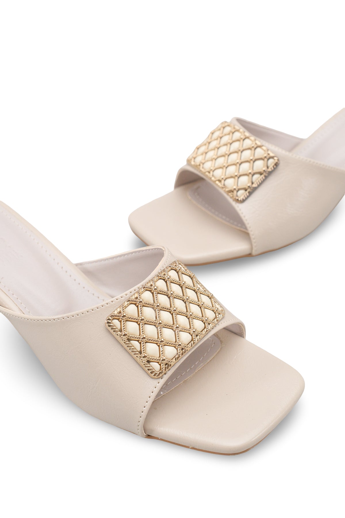 Riccon Kadın Topuklu Terlik 0012204 Bej Rustik