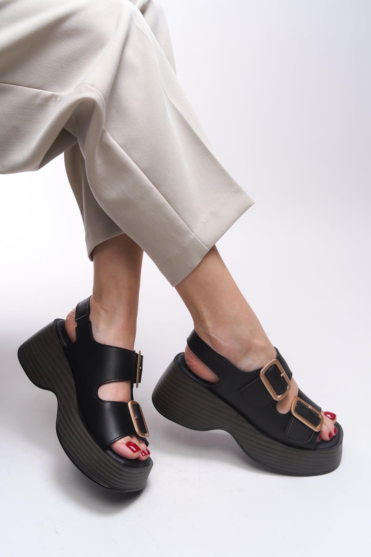 Riccon Zinkilia Kadın Çift Tokalı Sandalet 001292