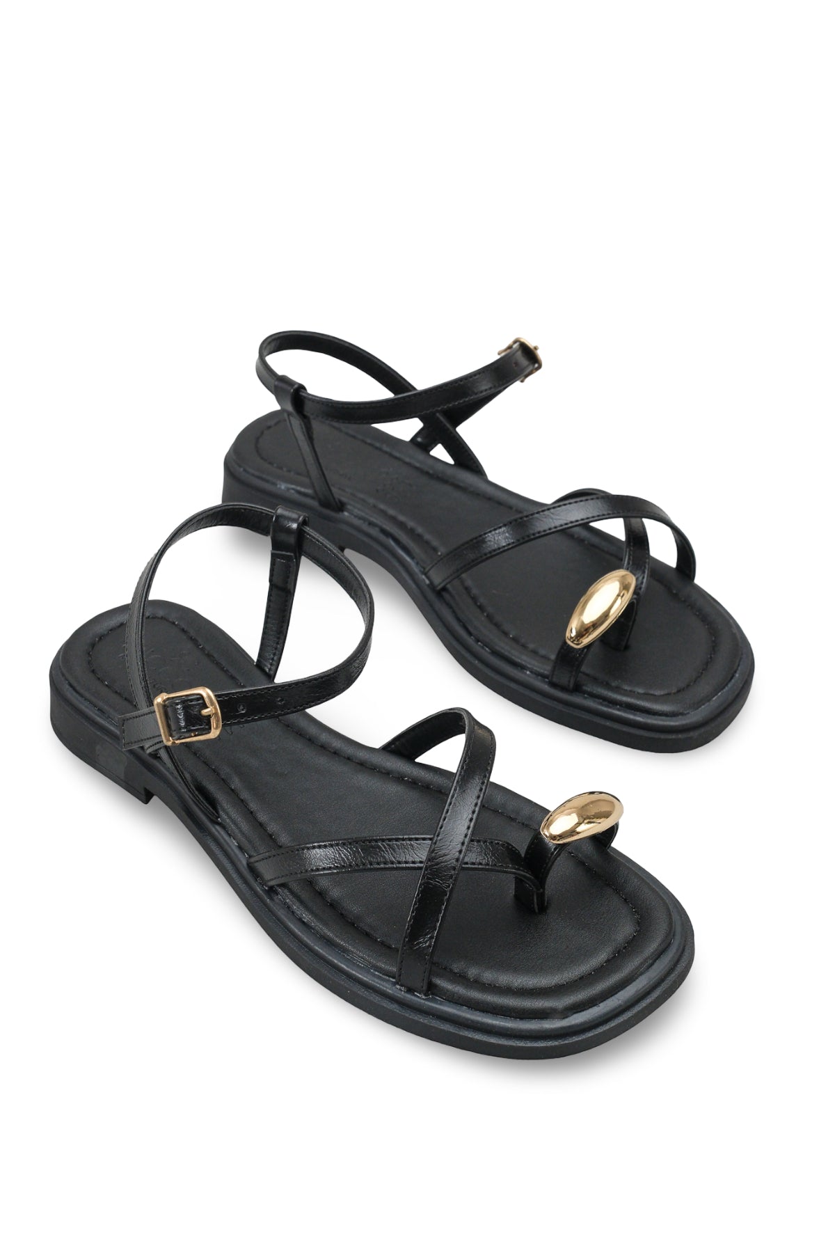 Riccon Kadın Parmak Arası Sandalet 00121006 Siyah Rustik