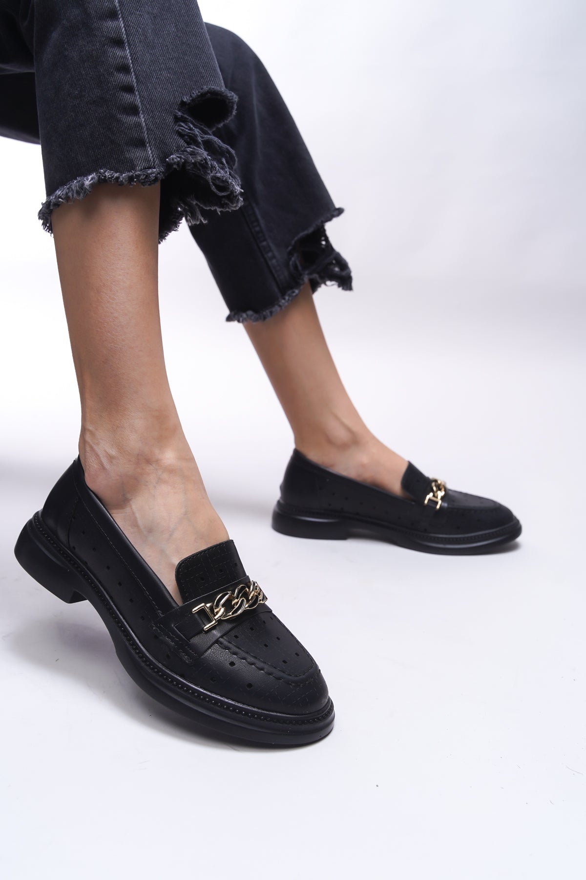 Riccon Jessimyra Kadın Loafer 0012454 Siyah Cilt