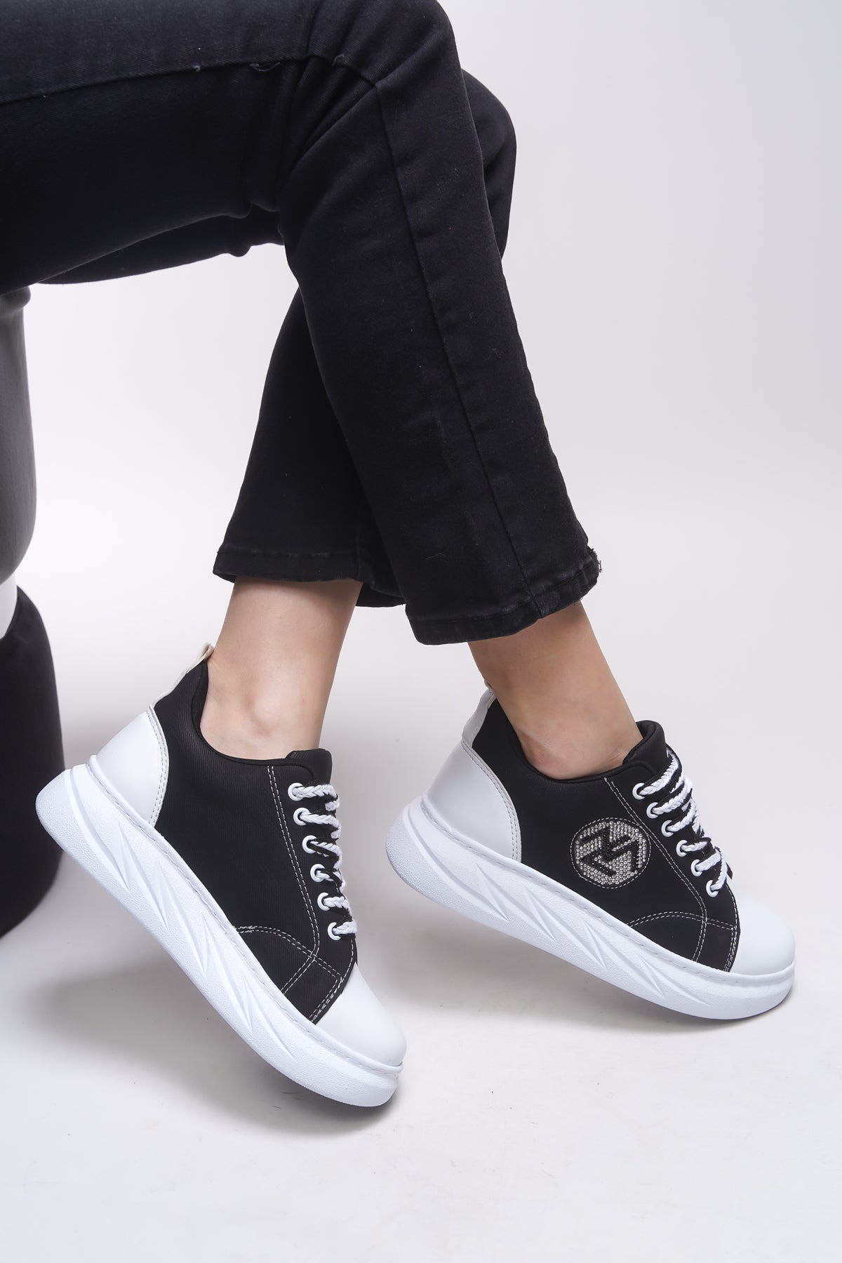 Riccon Libtihne Kadın Sneaker 0012238 Siyah Beyaz