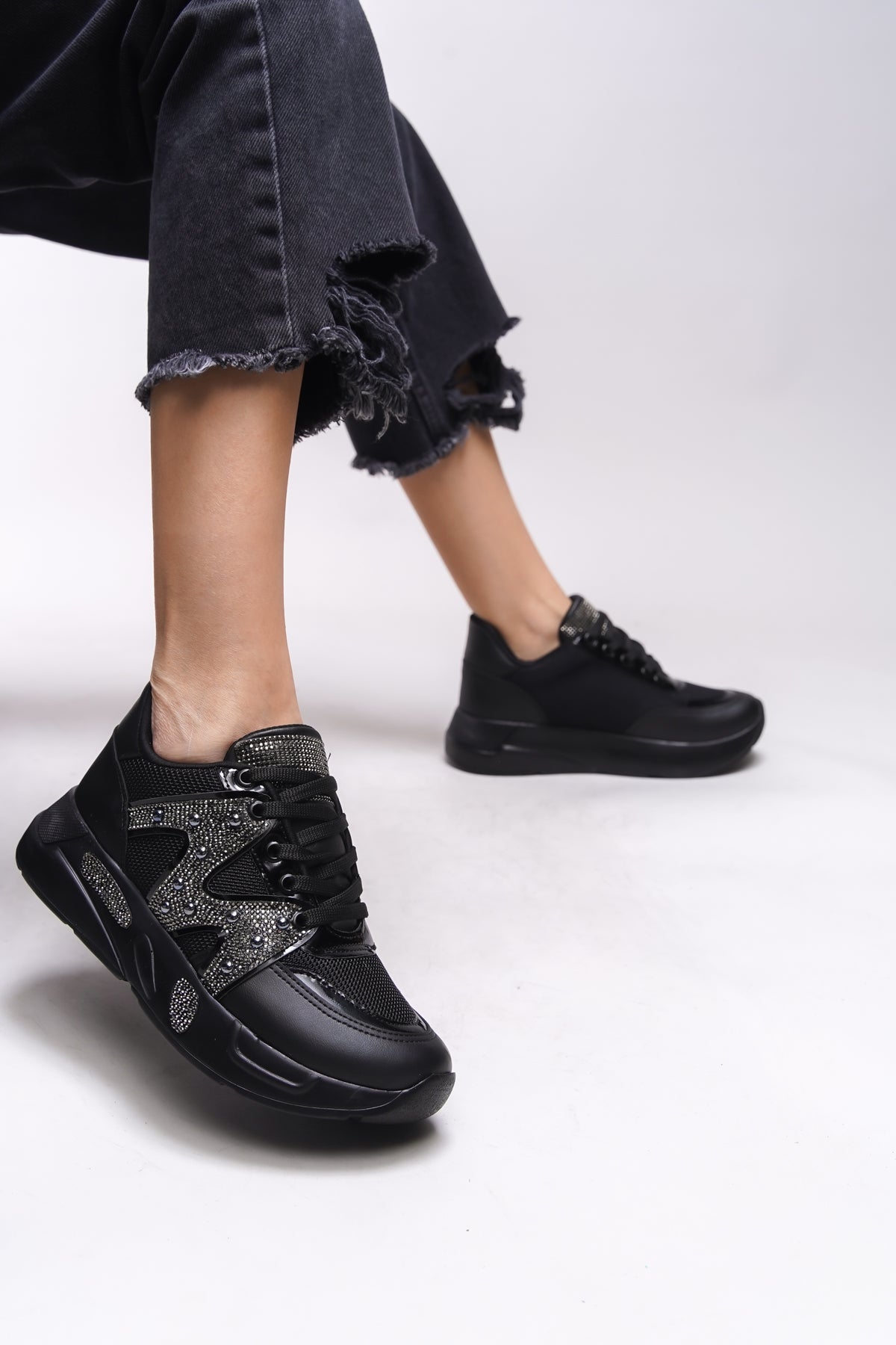 Riccon Aalriona Kadın Sneaker 0012155 Siyah Siyah - Riccon