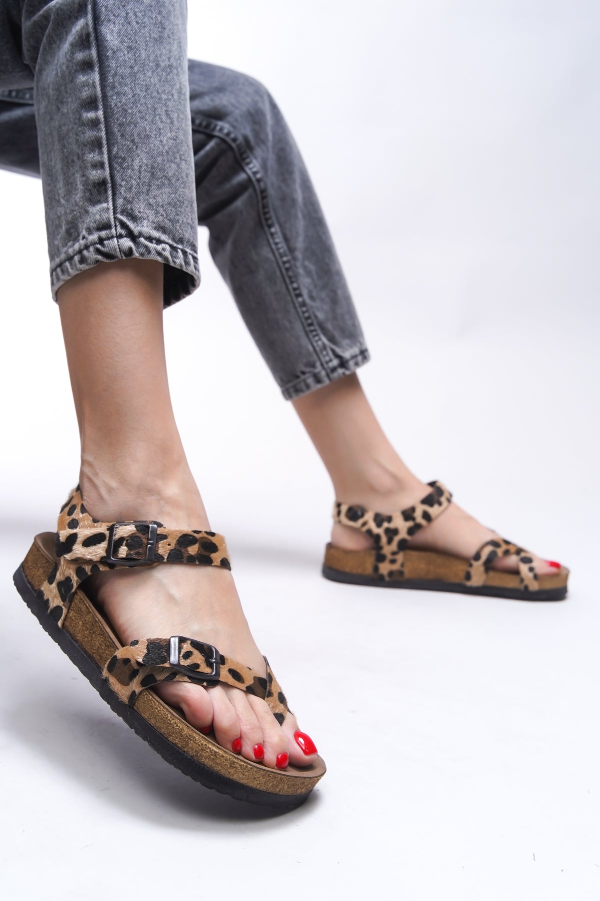 Riccon Clarmythe Kadın Parmak Arası Sandalet 0012503 Leopar - Riccon