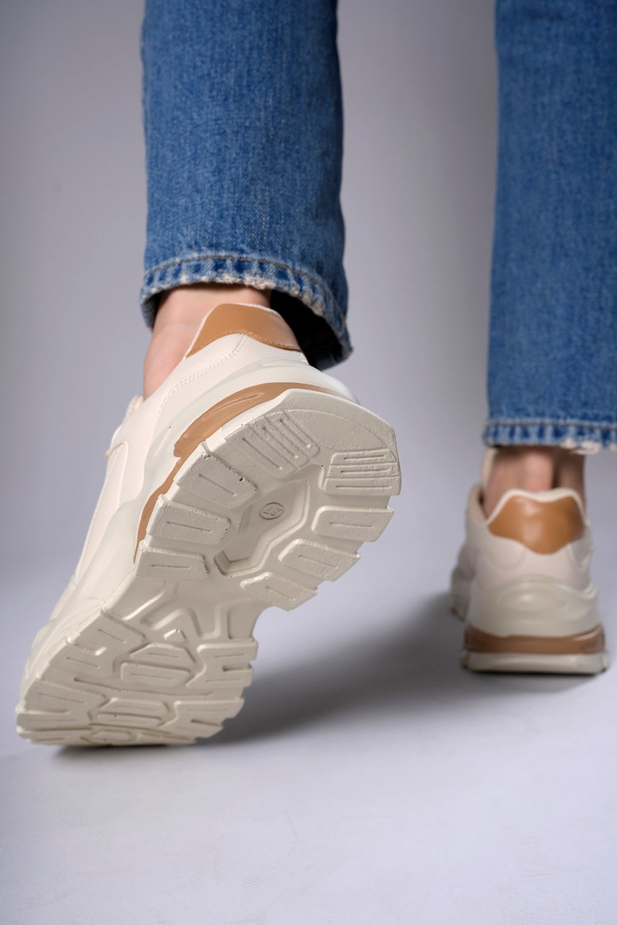 Riccon Delossiel Kadın Sneaker 0012159 Ekru Taba - Riccon