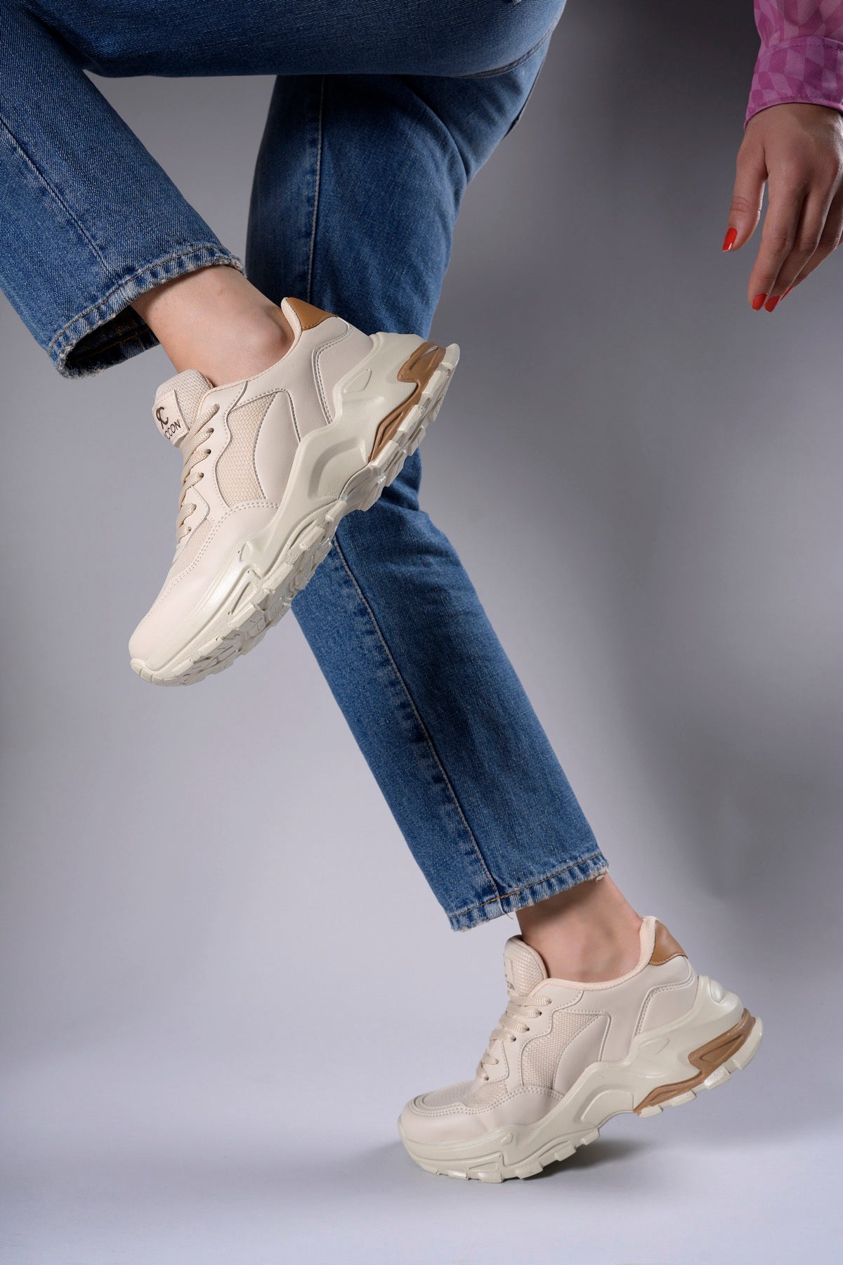 Riccon Delossiel Kadın Sneaker 0012159 Ekru Taba - Riccon