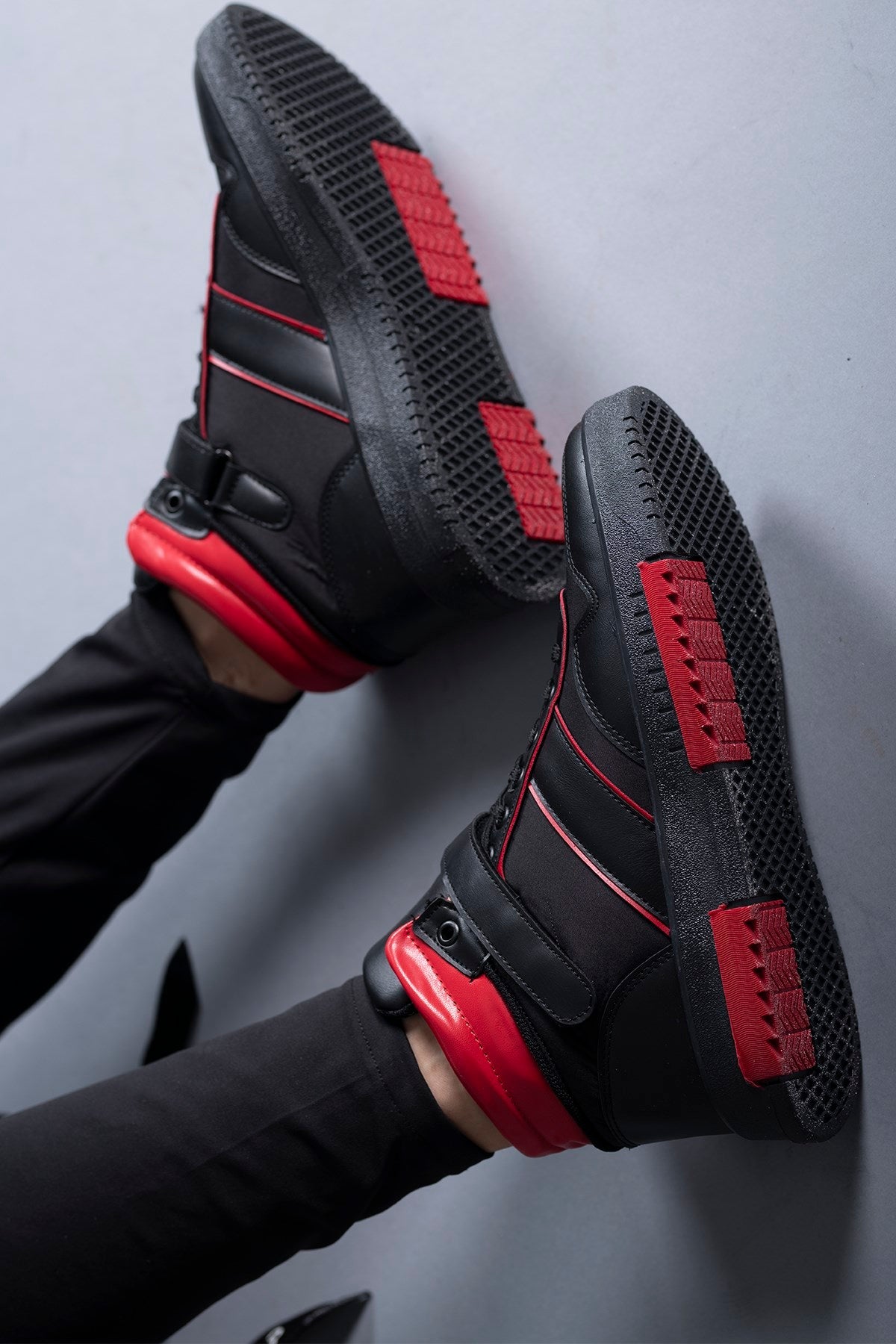 Riccon Erkek Sneaker Bot 00122935 Siyah Kırmızı - Riccon