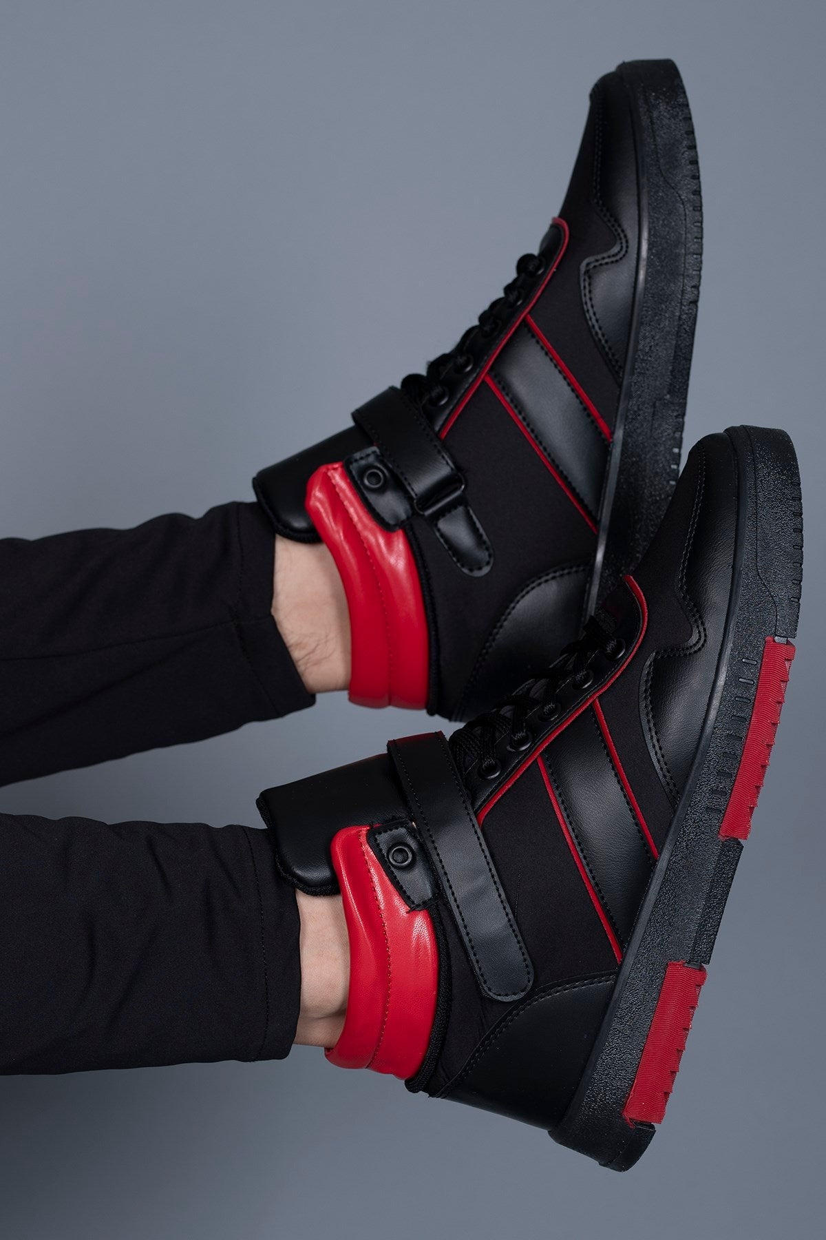 Riccon Erkek Sneaker Bot 00122935 Siyah Kırmızı - Riccon
