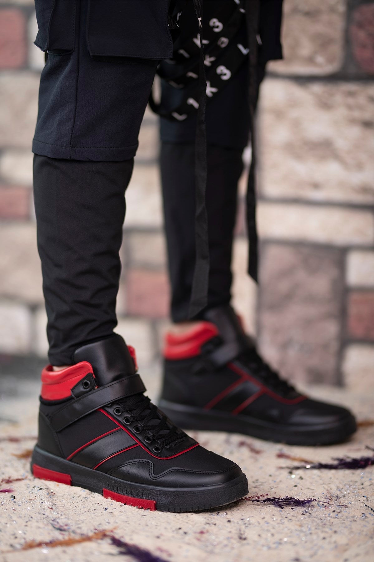Riccon Erkek Sneaker Bot 00122935 Siyah Kırmızı - Riccon