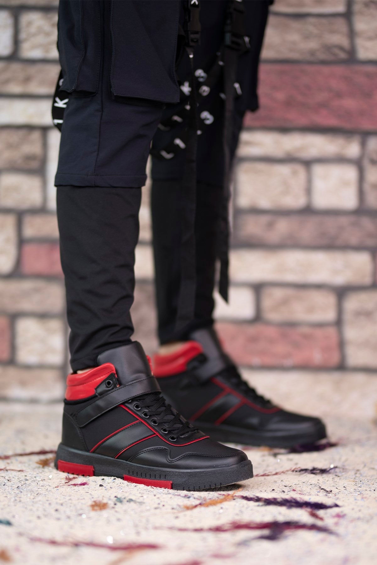 Riccon Erkek Sneaker Bot 00122935 Siyah Kırmızı - Riccon