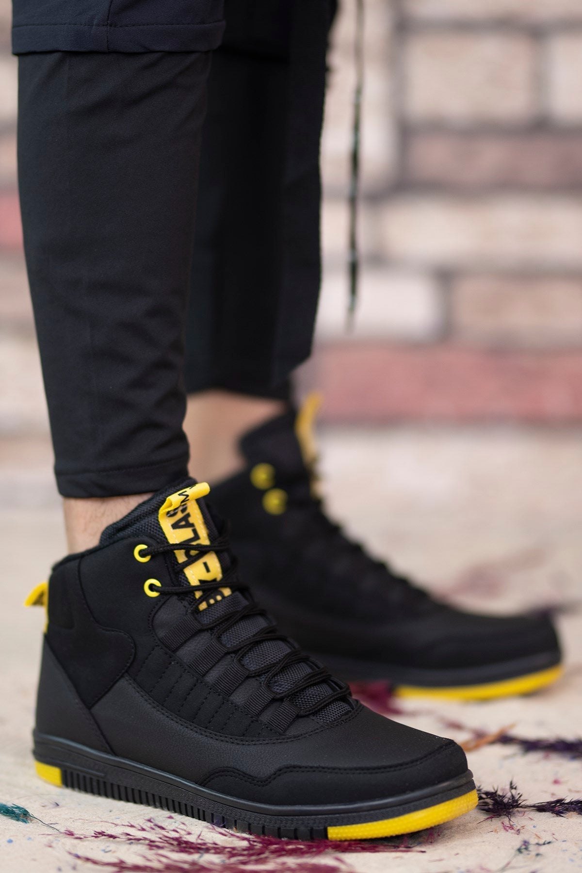 Riccon Erkek Sneaker Bot Siyah Sarı - Riccon