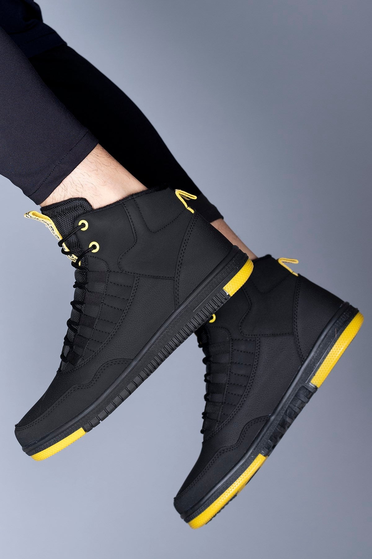 Riccon Erkek Sneaker Bot Siyah Sarı - Riccon