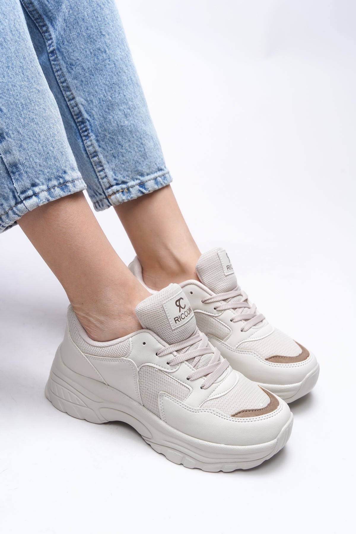 Riccon Kadın Sneaker 0012140 Bej Vizon - Riccon