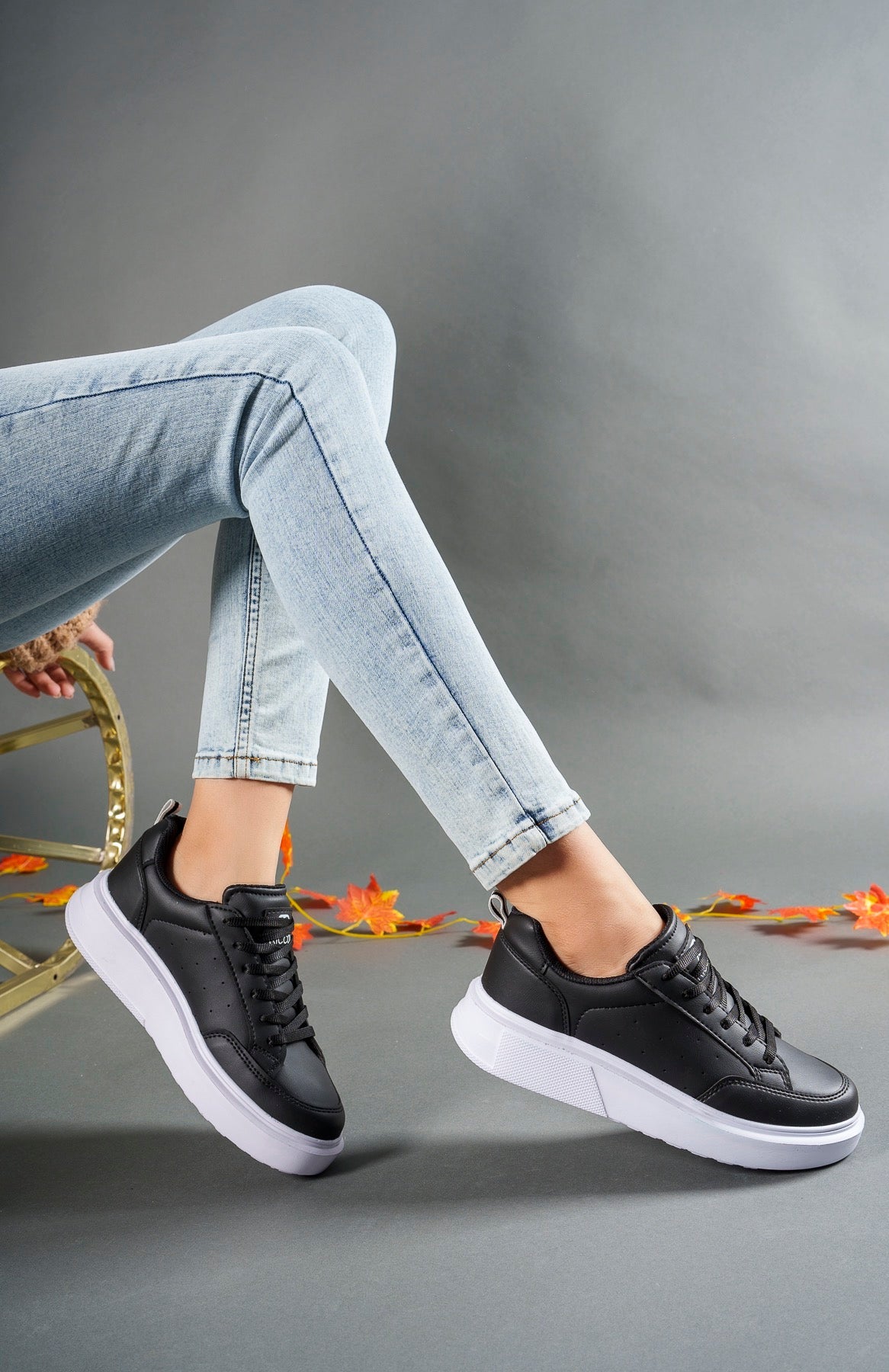 Riccon Kadin Sneaker 0012148 Siyah Beyaz - Riccon